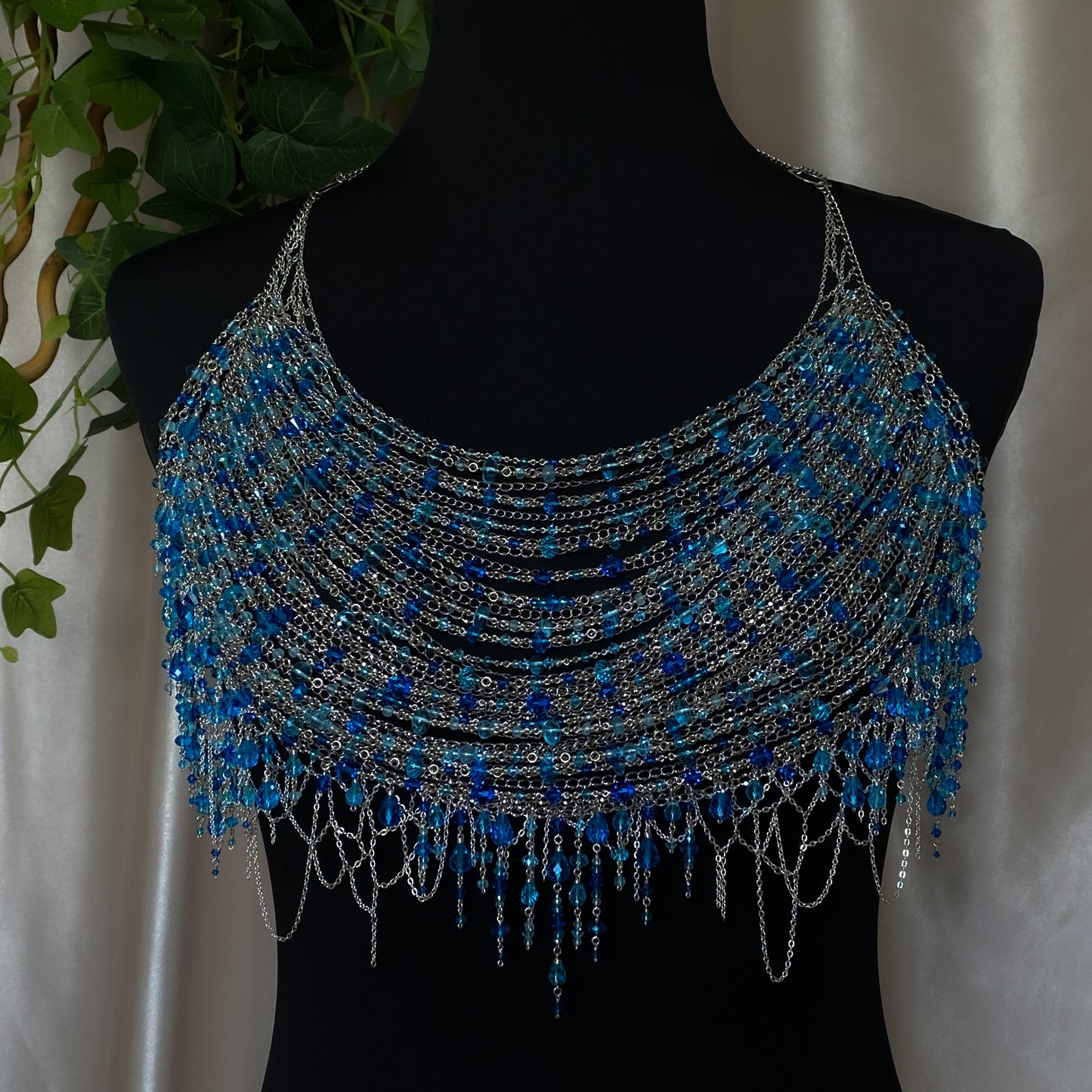 Calypso ~ Topaz, Glass, & Rhodium Overlay Water Nymph Bralette
