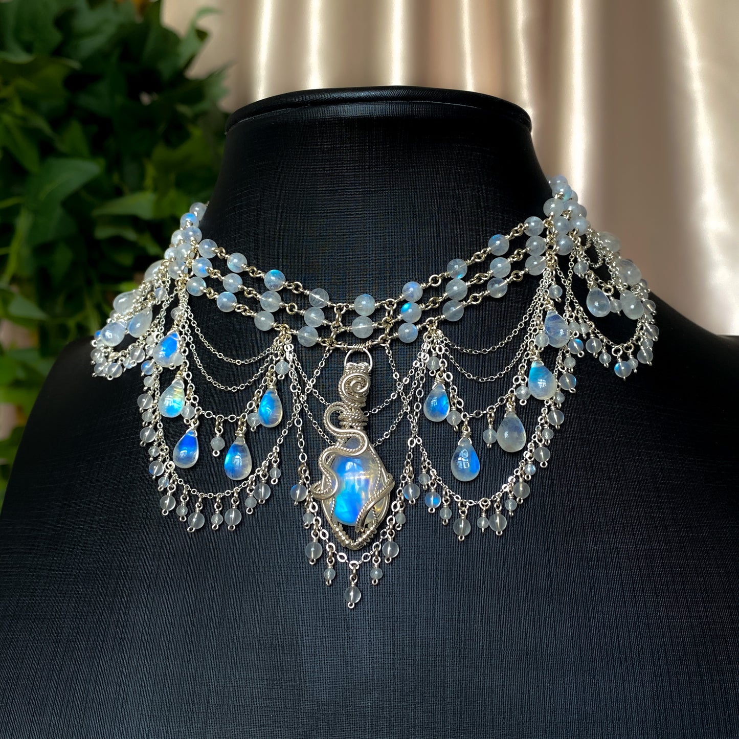 Alice ~ Moonstone & Argentium Chandelier Pendant