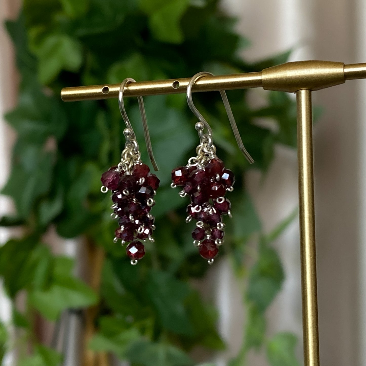 Persephone ~ Garnet & Argentium Mini Layered Dangles