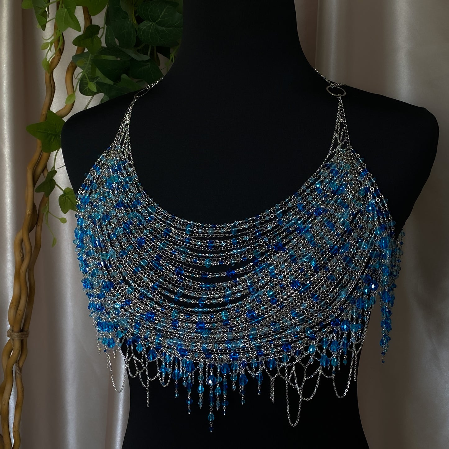 Calypso ~ Topaz, Glass, & Rhodium Overlay Water Nymph Bralette