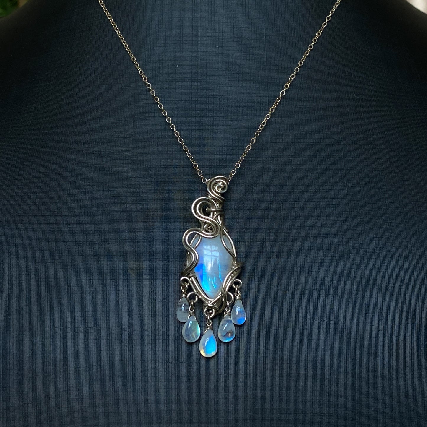 Alice ~ Moonstone & Argentium Chandelier Pendant