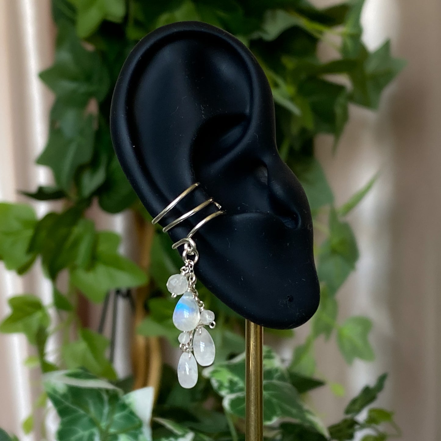 Alice ~ Moonstone & Argentium Spiraling Layered Dangles