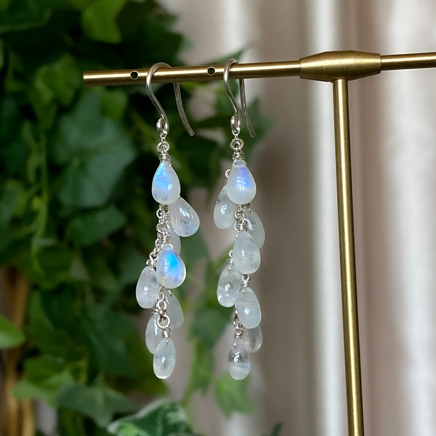 Alice ~ Moonstone & Argentium Spiraling Layered Dangles