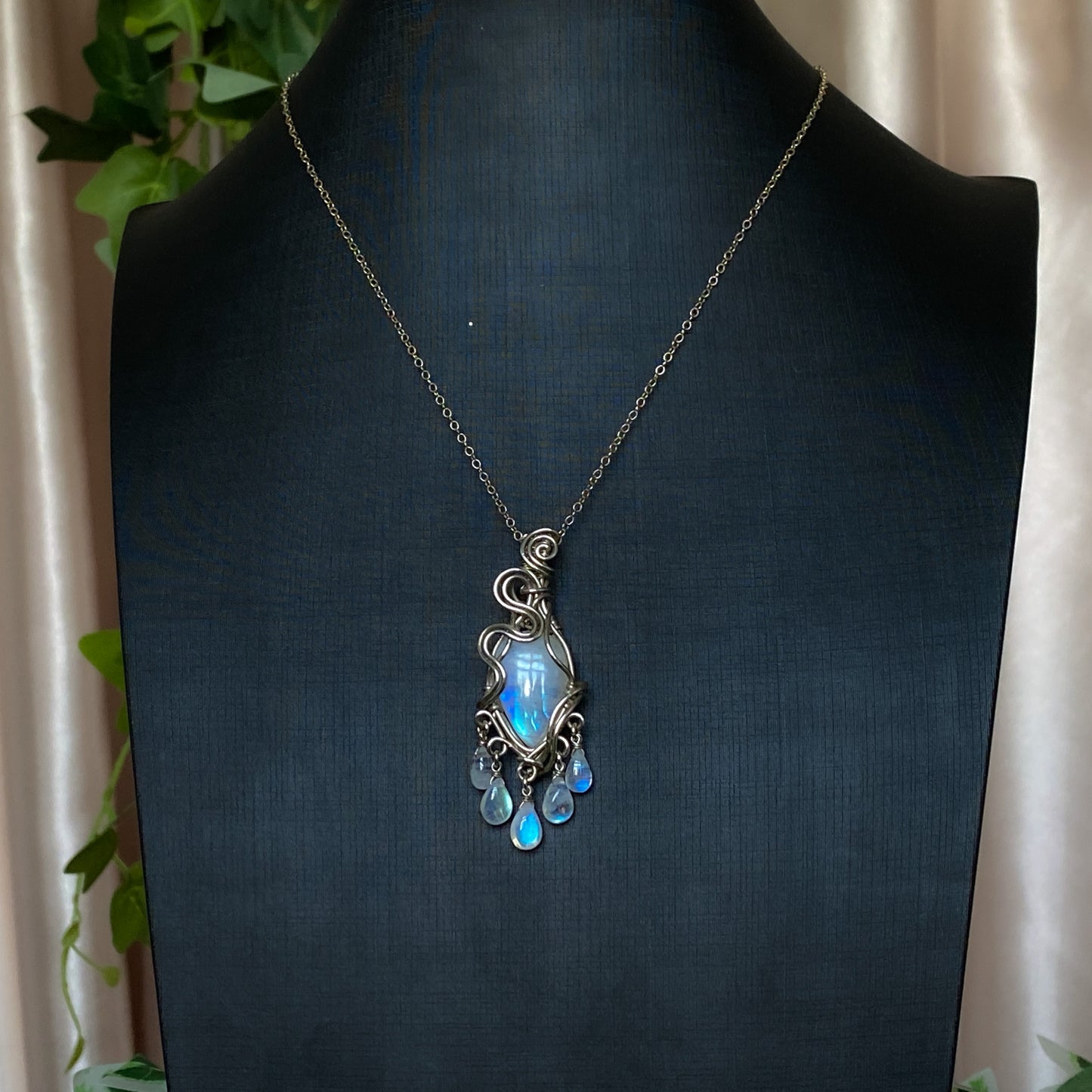 Alice ~ Moonstone & Argentium Chandelier Pendant