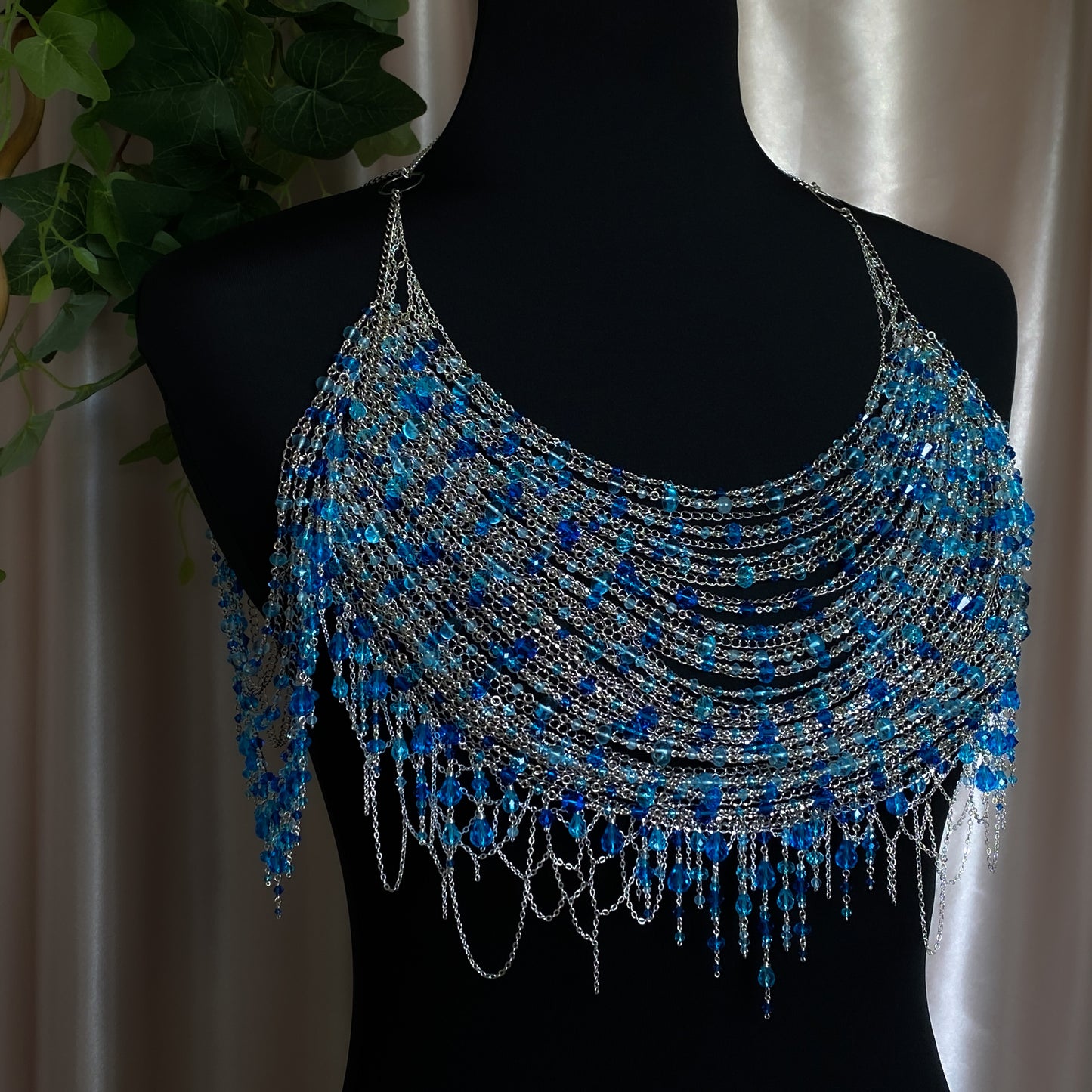 Calypso ~ Topaz, Glass, & Rhodium Overlay Water Nymph Bralette