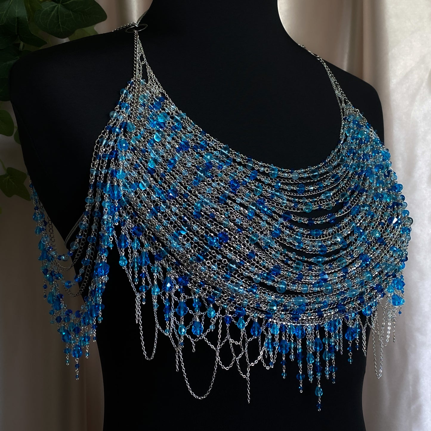 Calypso ~ Topaz, Glass, & Rhodium Overlay Water Nymph Bralette