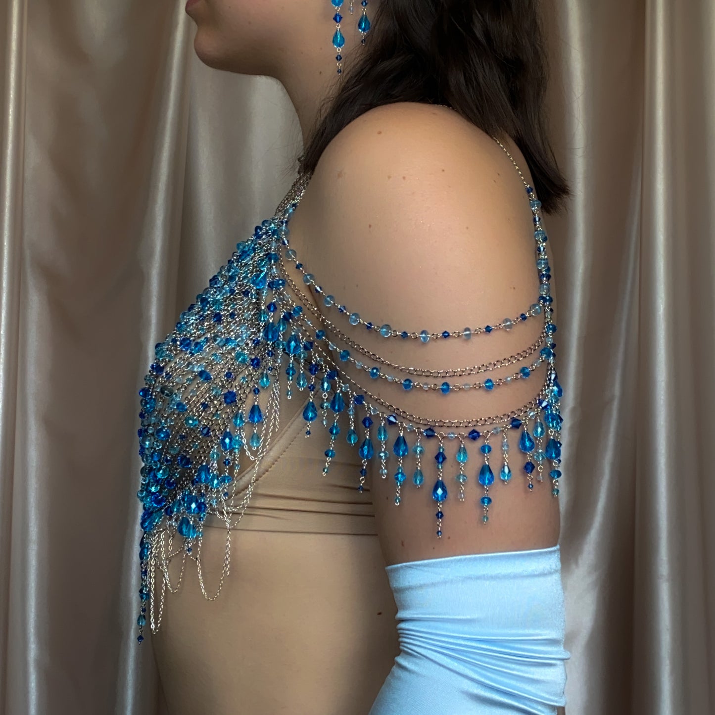 Calypso ~ Topaz, Glass, & Rhodium Overlay Water Nymph Bralette