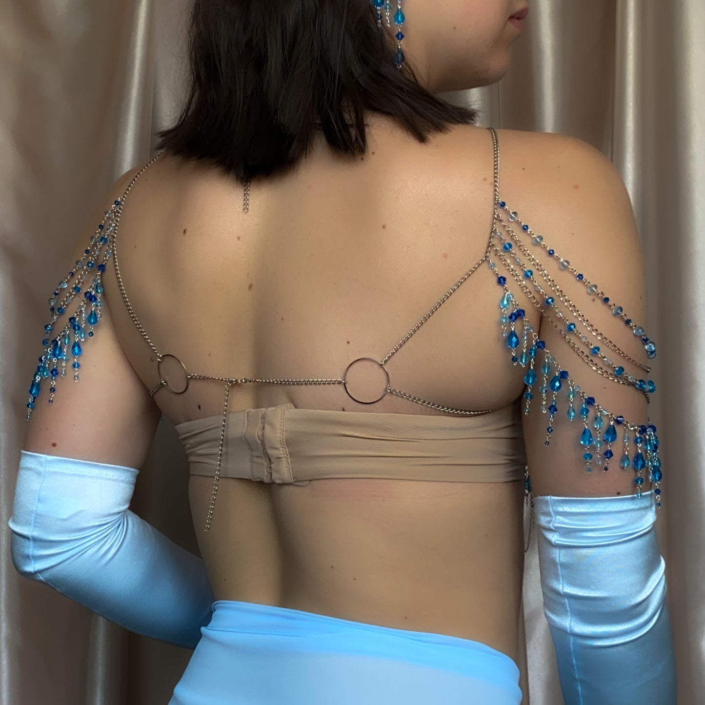 Calypso ~ Topaz, Glass, & Rhodium Overlay Water Nymph Bralette