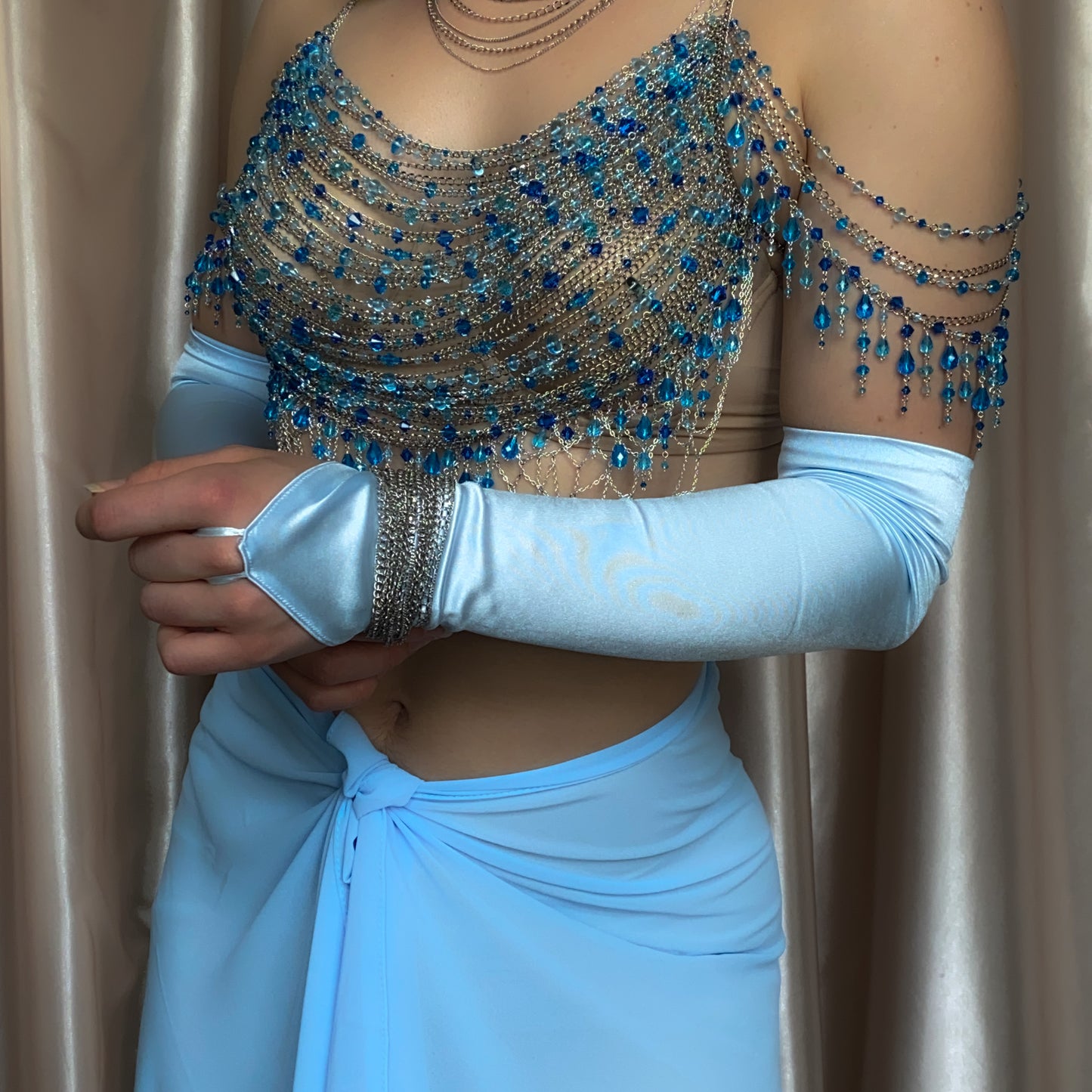 Calypso ~ Topaz, Glass, & Rhodium Overlay Water Nymph Bralette