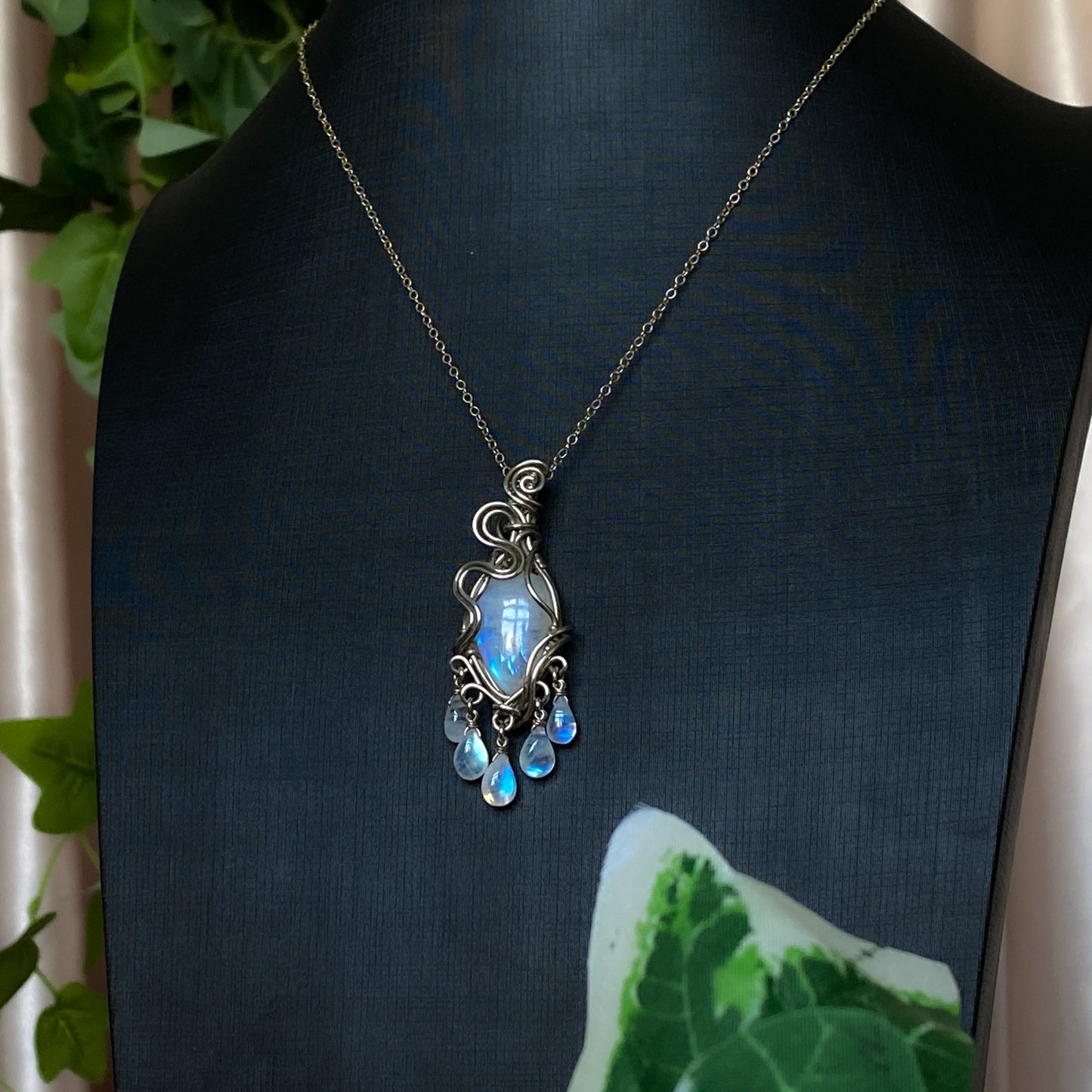 Alice ~ Moonstone & Argentium Chandelier Pendant