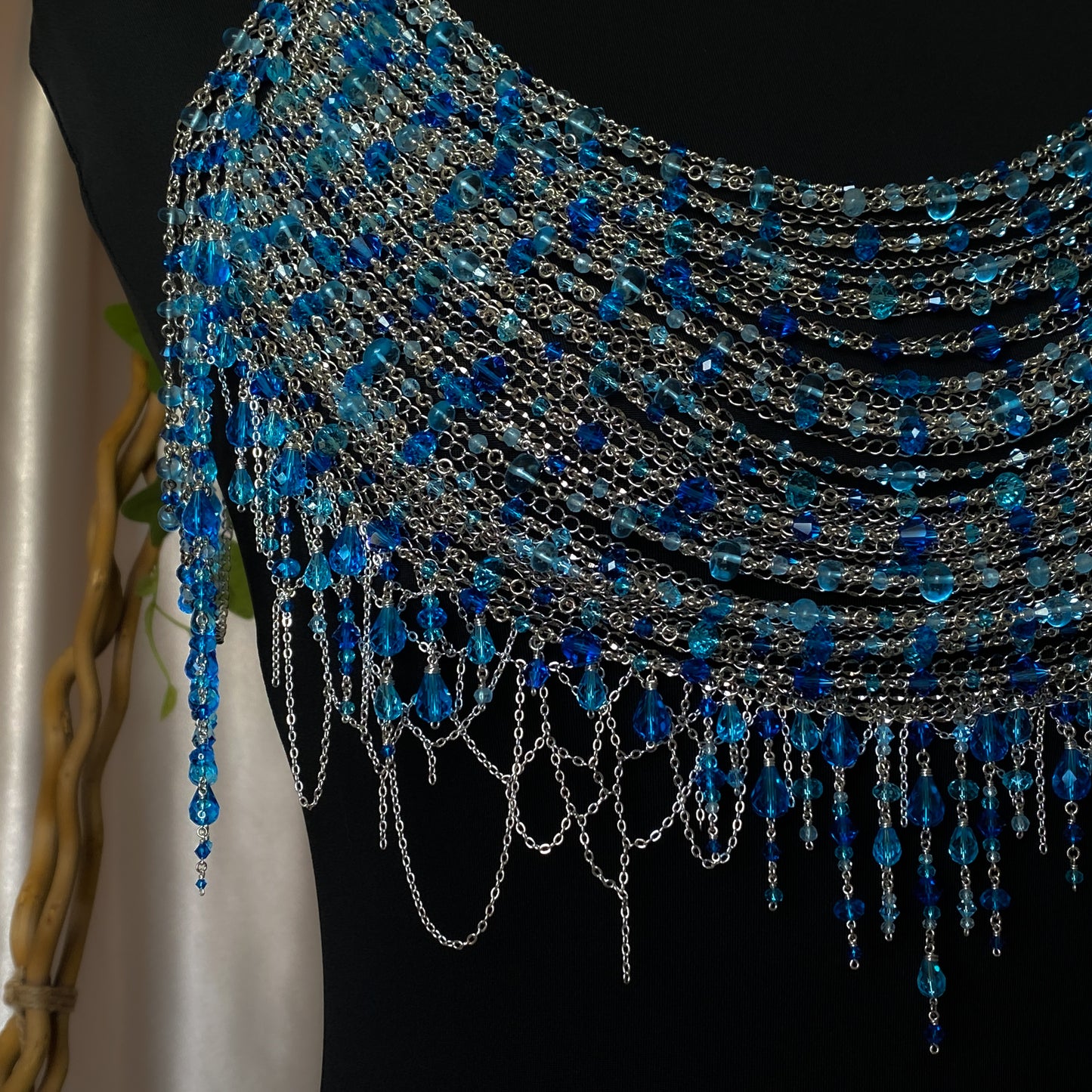 Calypso ~ Topaz, Glass, & Rhodium Overlay Water Nymph Bralette