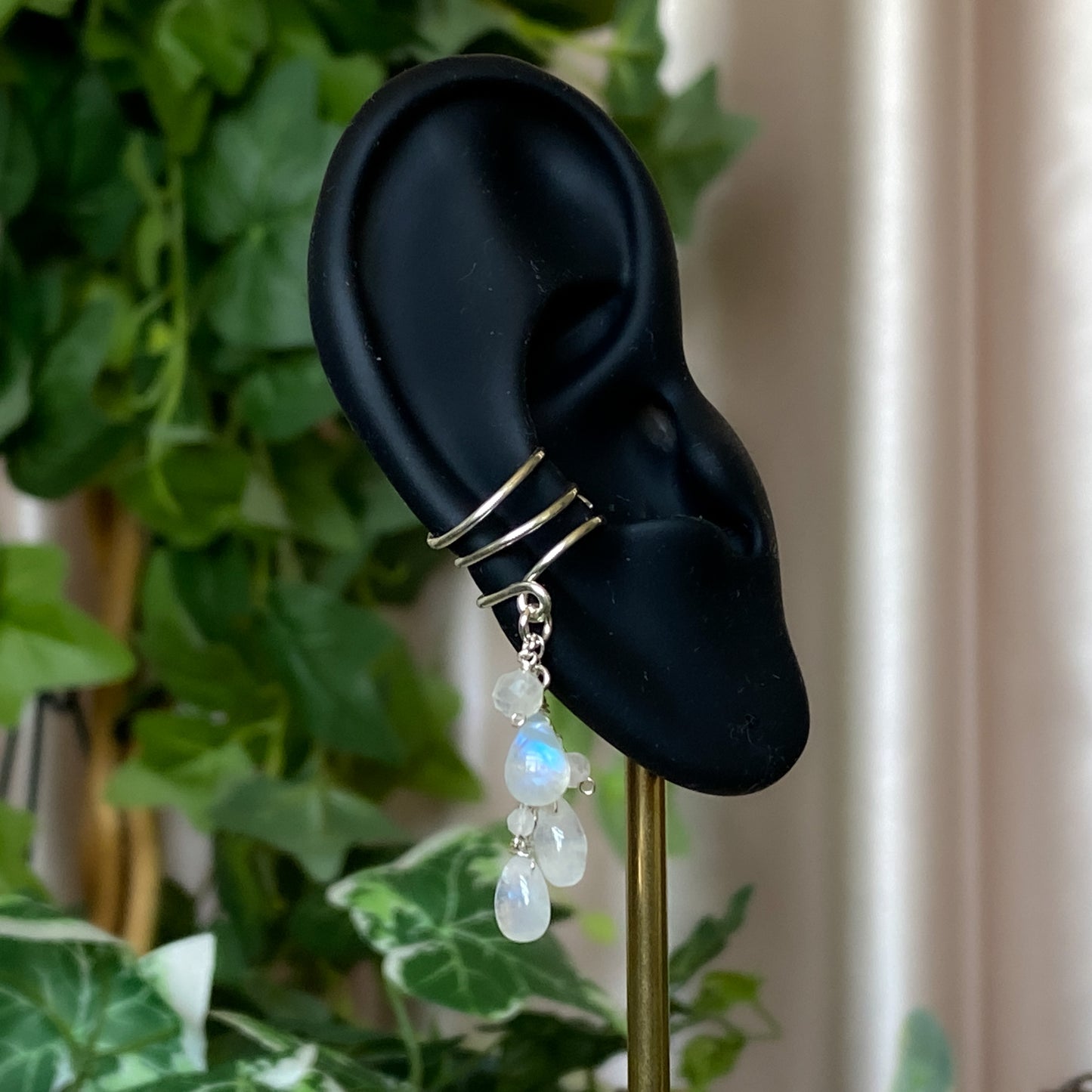 Alice ~ Moonstone & Argentium Layered Dangle Cuff