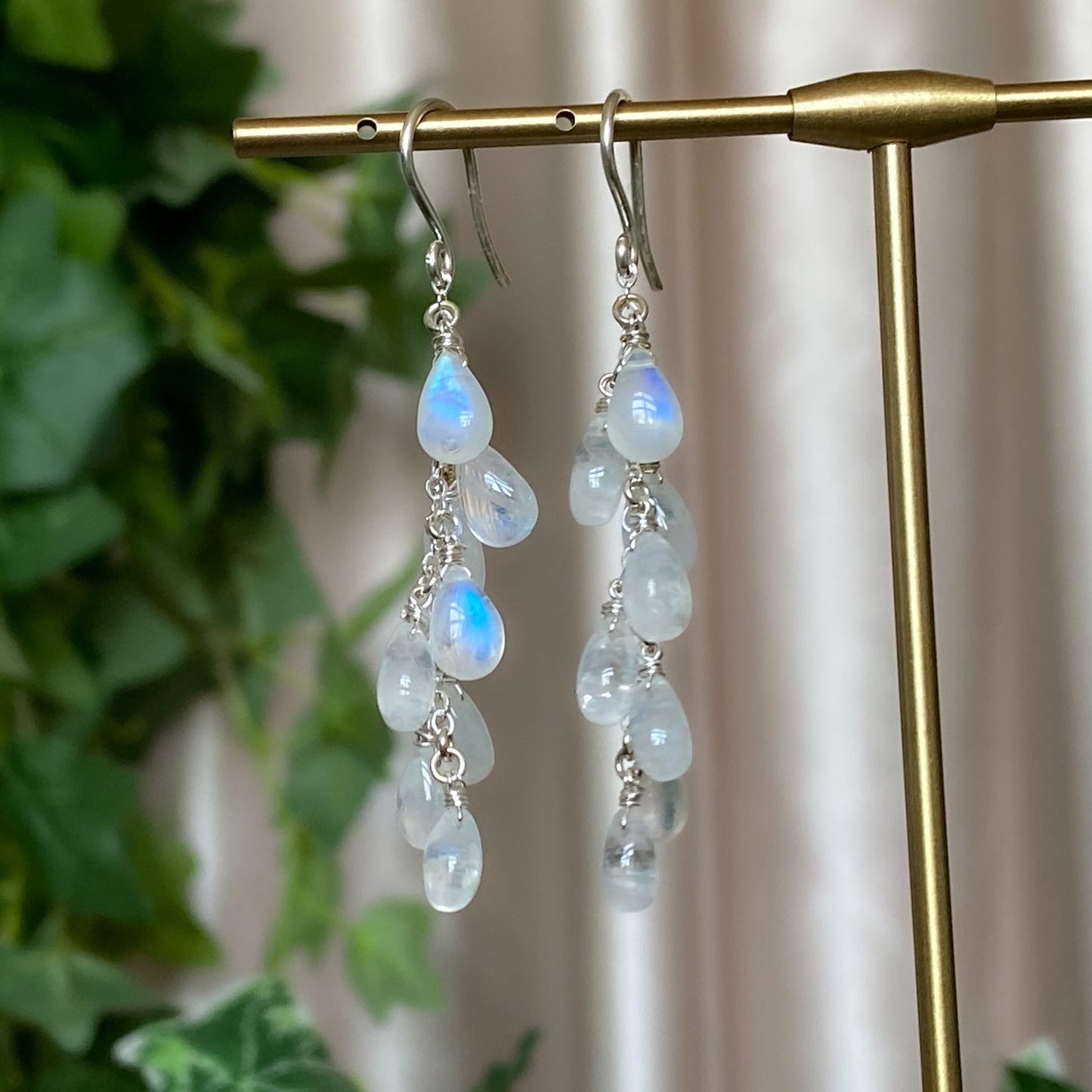 Alice ~ Moonstone & Argentium Spiraling Layered Dangles