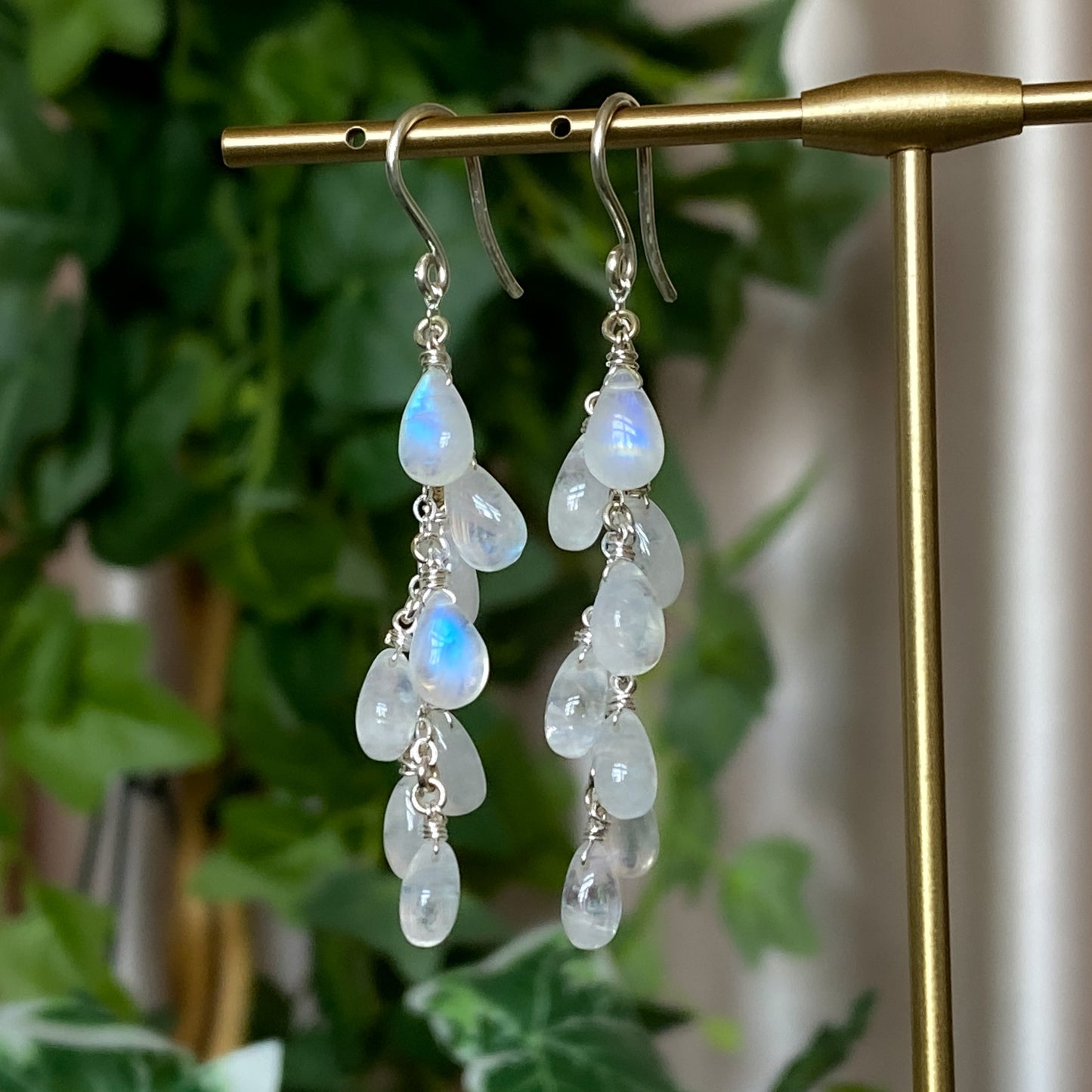 Alice ~ Moonstone & Argentium Spiraling Layered Dangles