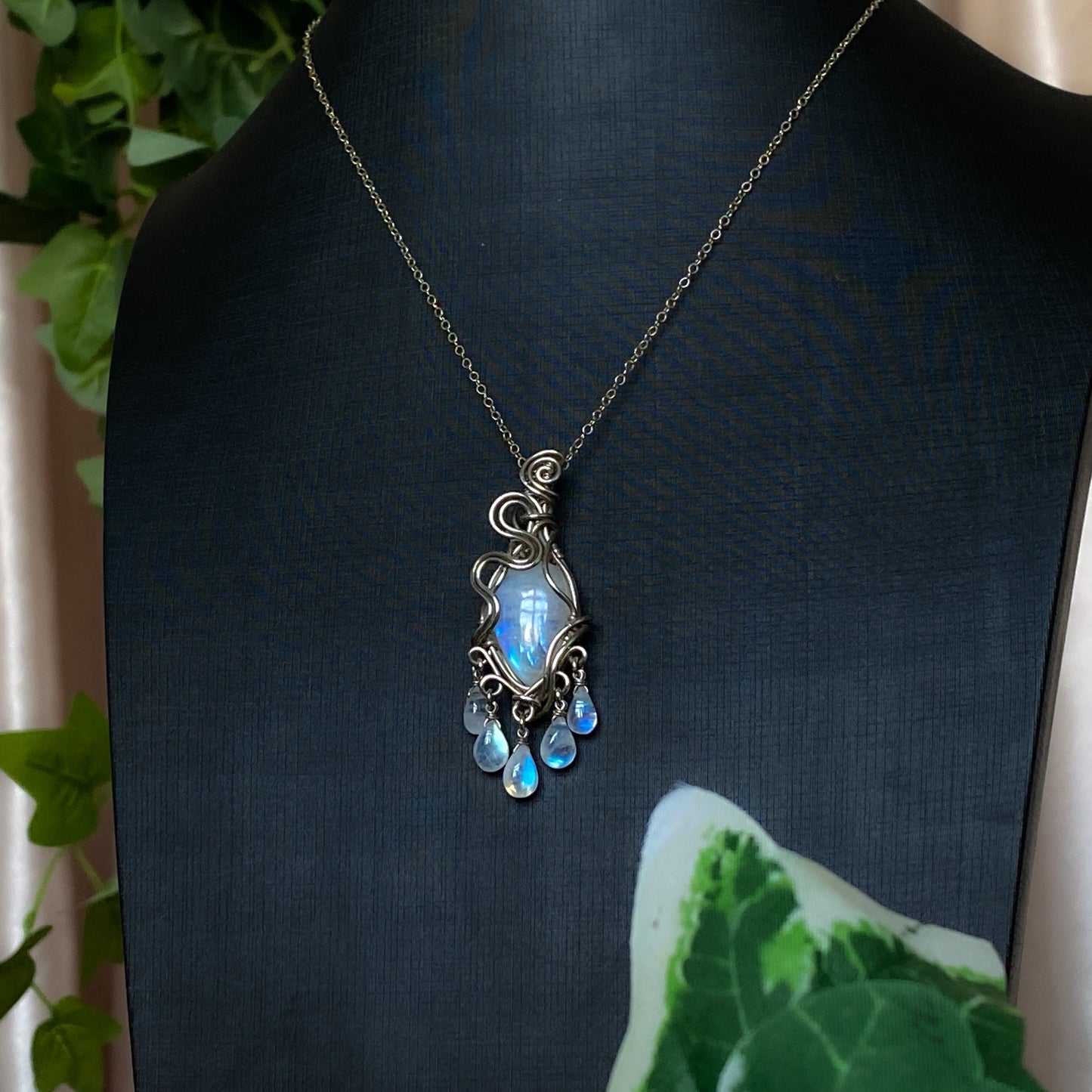Alice ~ Moonstone & Argentium Chandelier Pendant