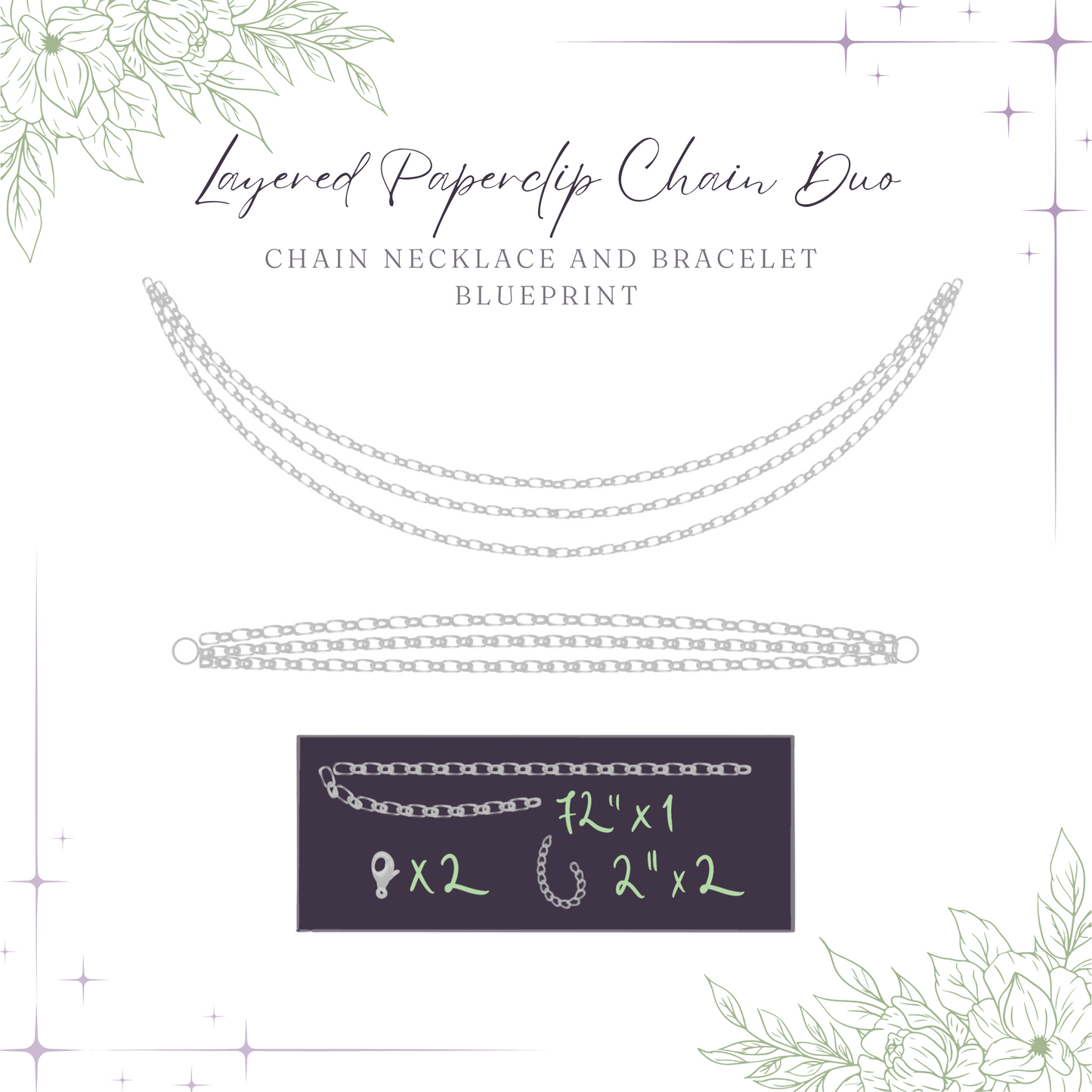 Layered Paperclip Chain Necklace and Bracelet Duo Blueprint Kit