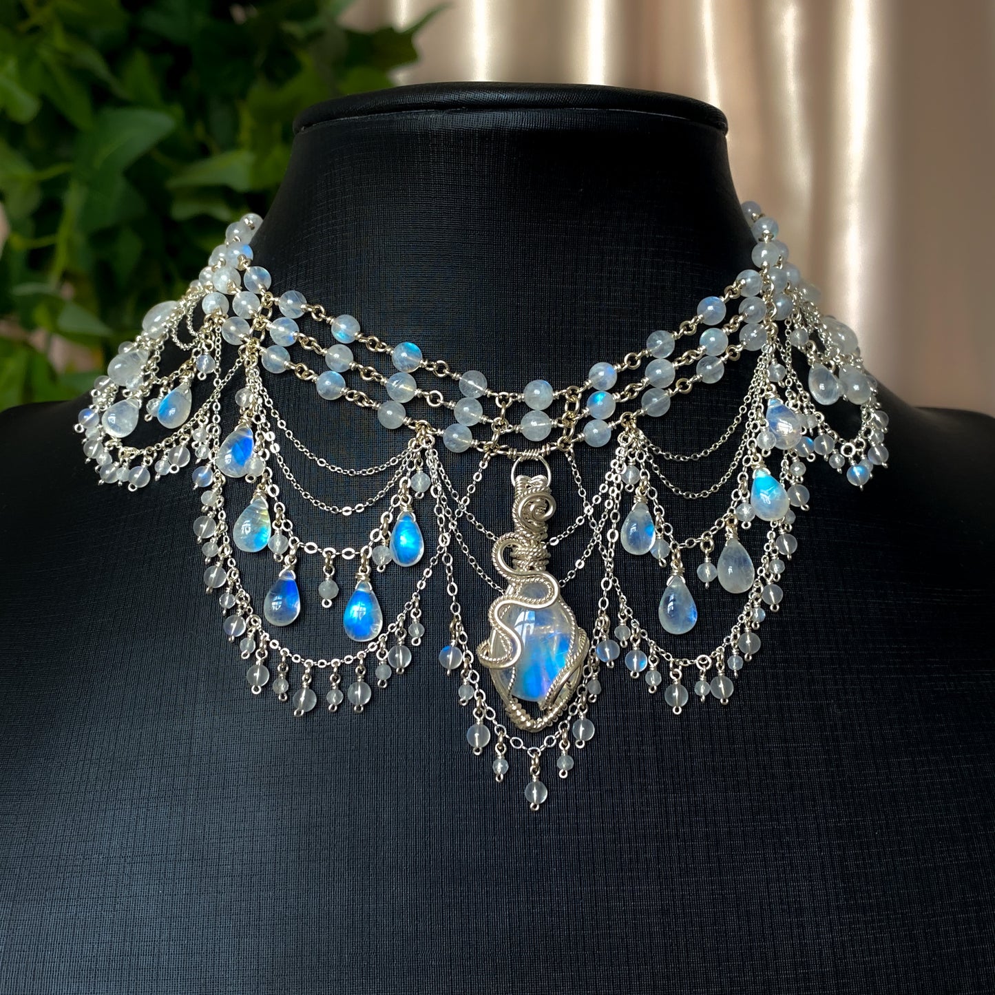 Alice ~ Moonstone & Argentium Spiraling Layered Dangles