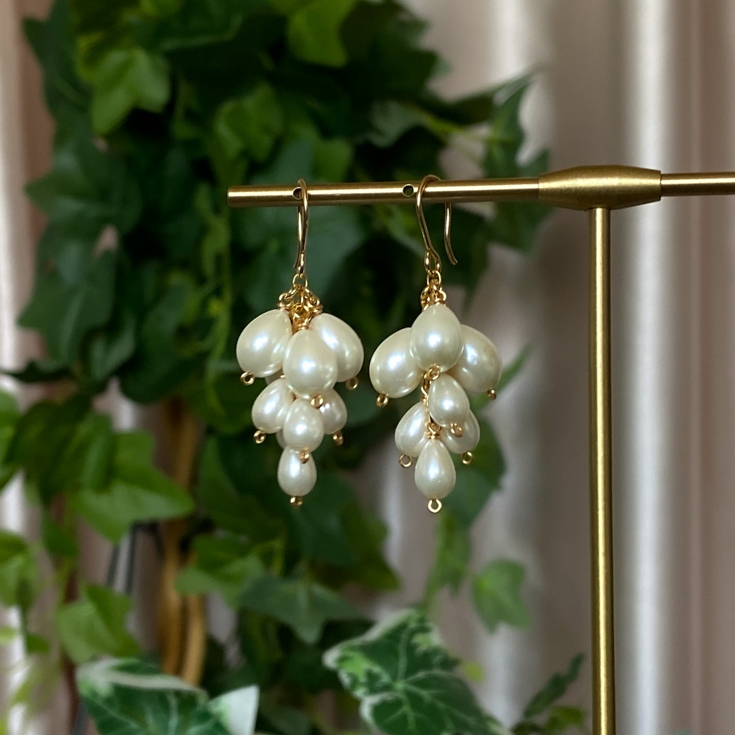 Venus II ~ Glass Pearl & Gold Overlay Layered Dangles