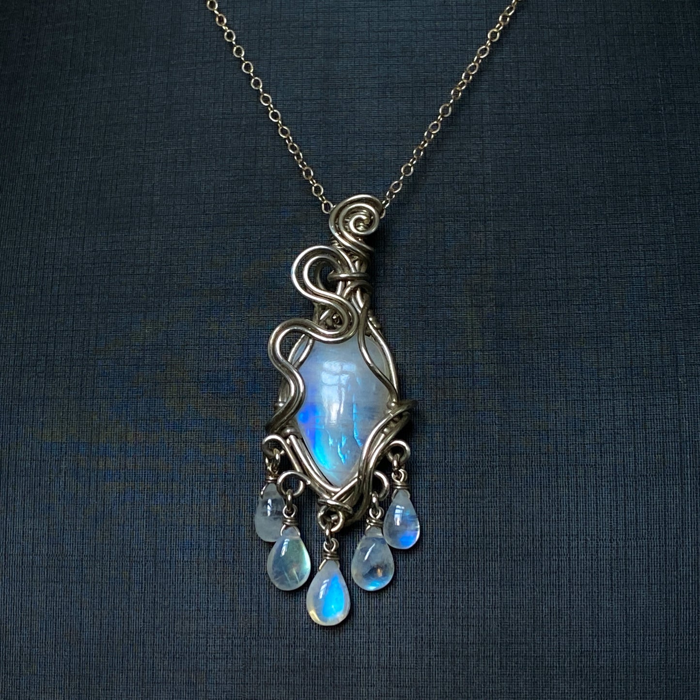 Alice ~ Moonstone & Argentium Chandelier Pendant