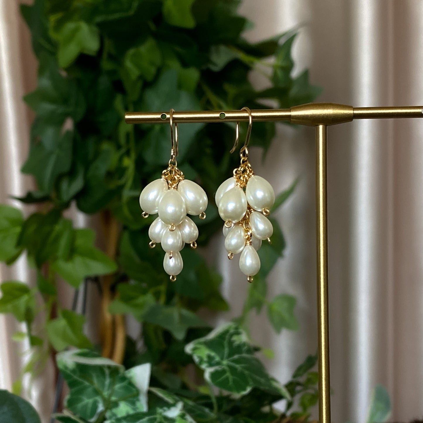 Venus II ~ Glass Pearl & Gold Overlay Layered Dangles