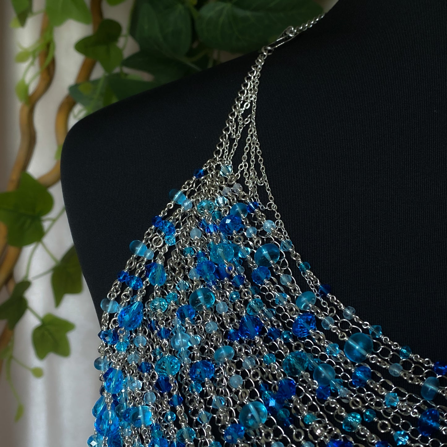 Calypso ~ Topaz, Glass, & Rhodium Overlay Water Nymph Bralette