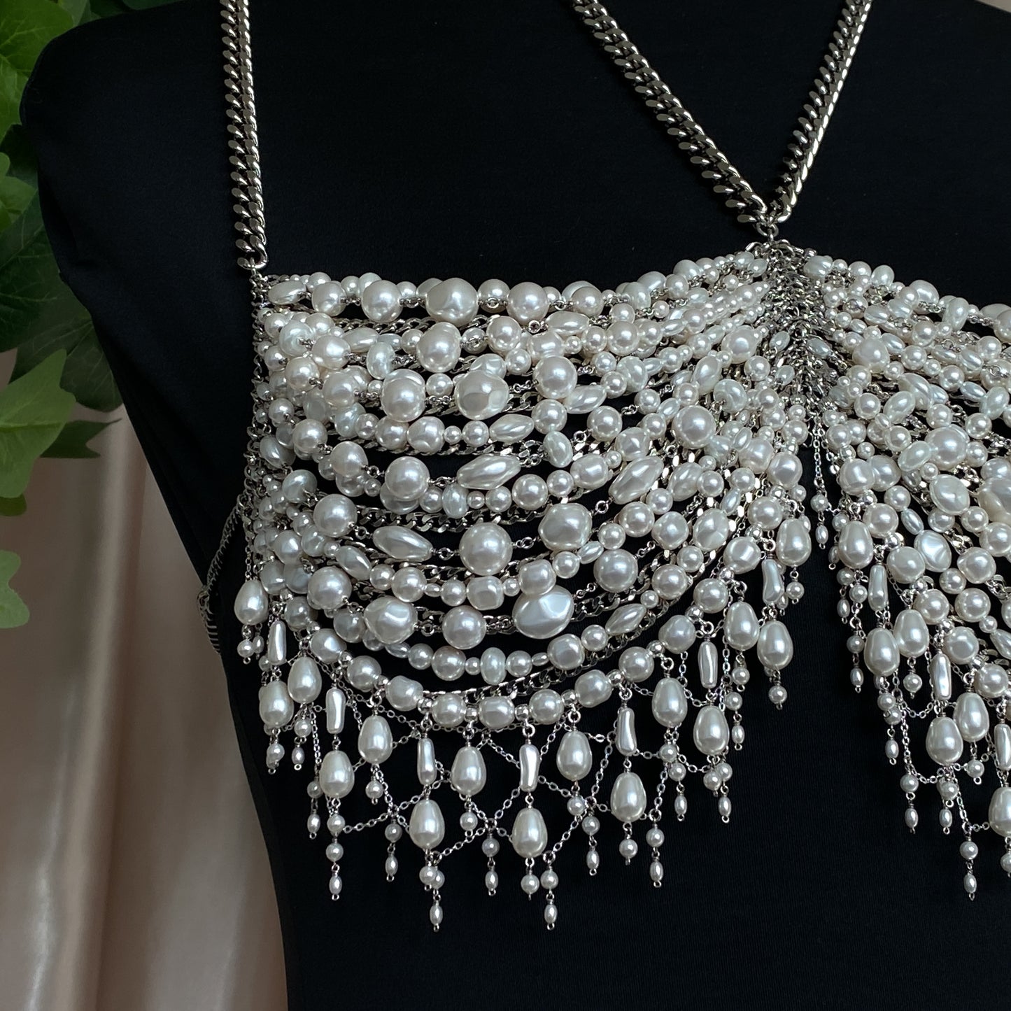 Mother of Pearls ~ Made-to-Measure Crystal Pearl Bralette