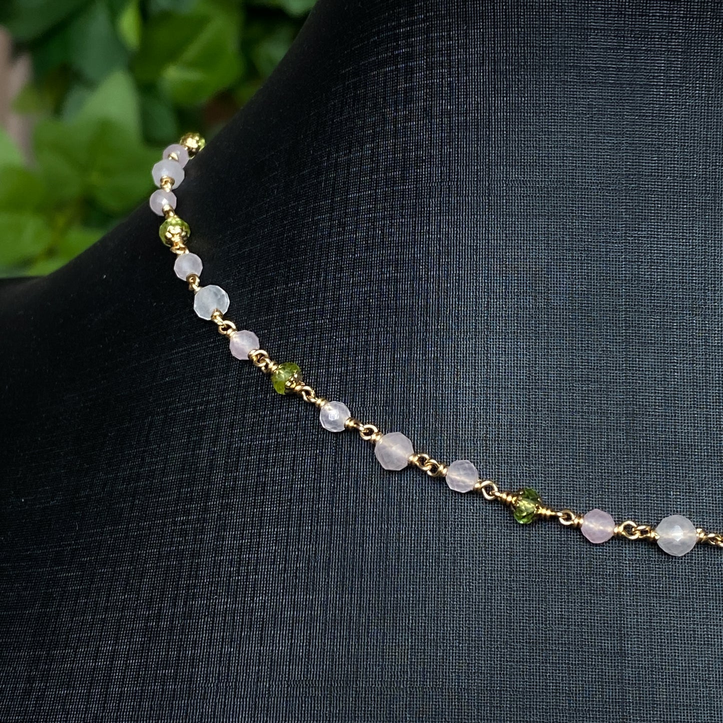 Meadow ~ Peridot, Rose Quartz, and 14k Gold Filled Choker