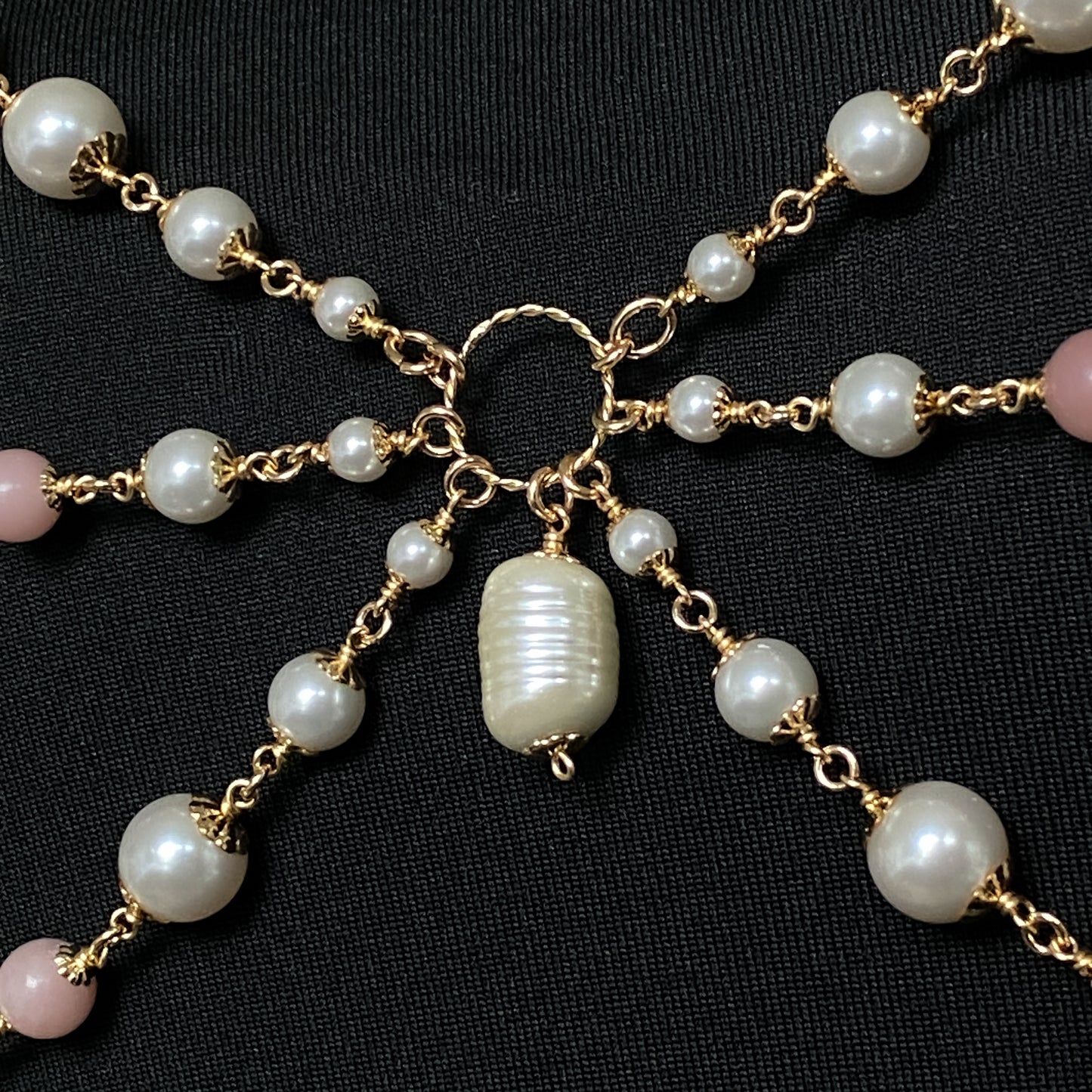 Blaire ~ Crystal Pearl, Pink Opal, and 14k Gold Filled Strapless Bralette