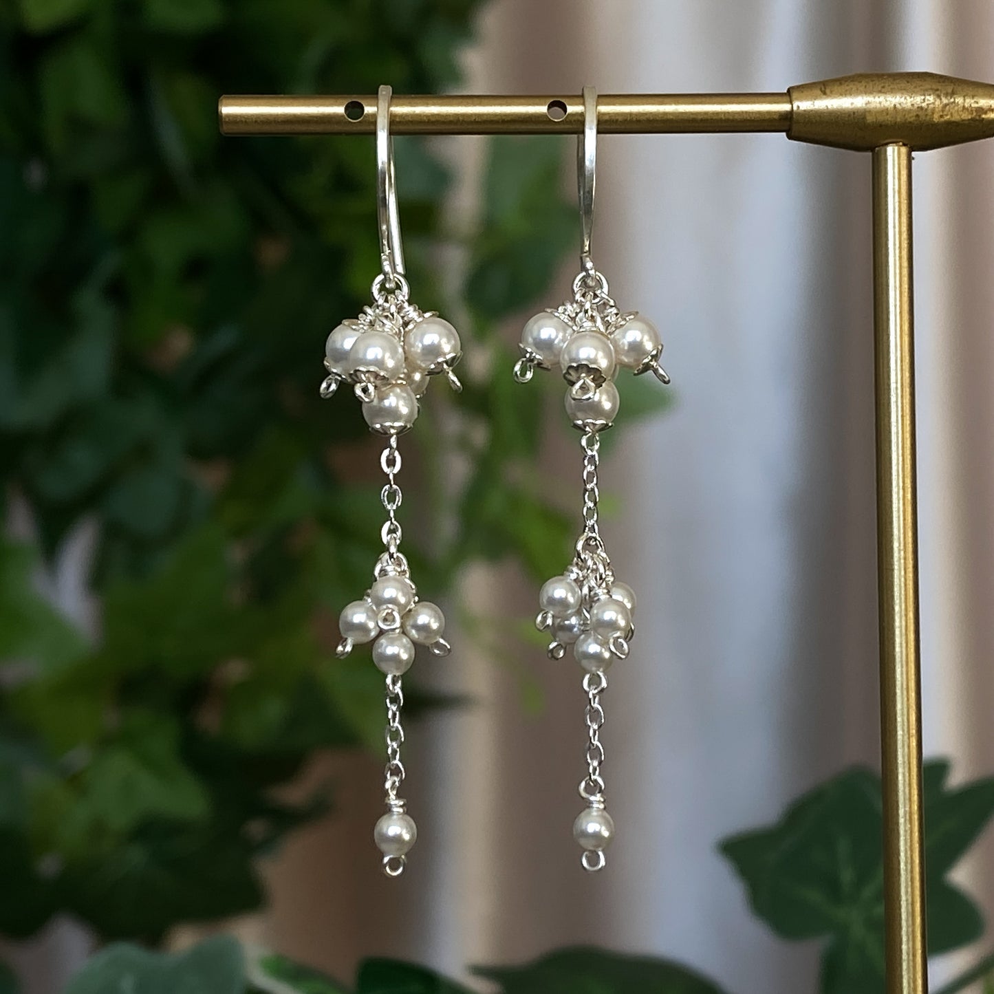 Arabella ~ Crystal Pearl Dangle Earrings in Sterling Silver