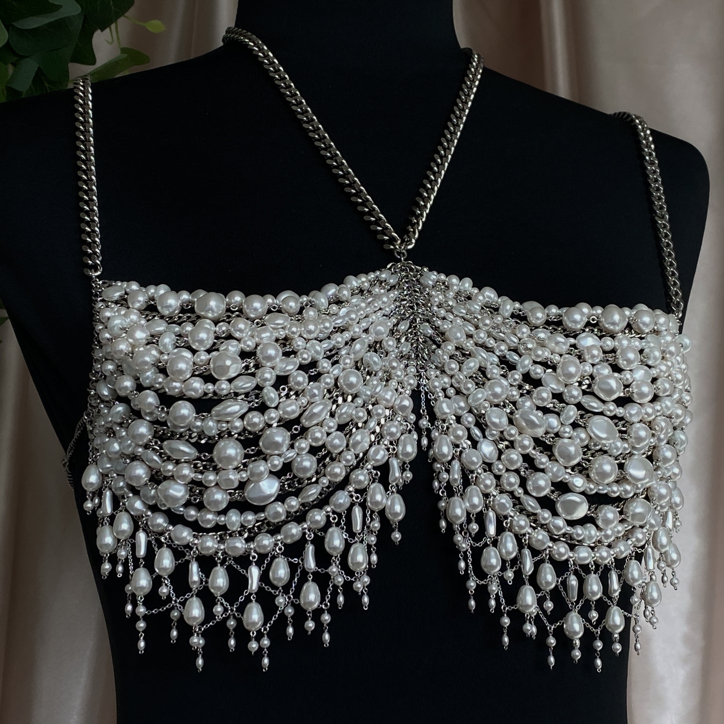 Mother of Pearls ~ Made-to-Measure Crystal Pearl Bralette