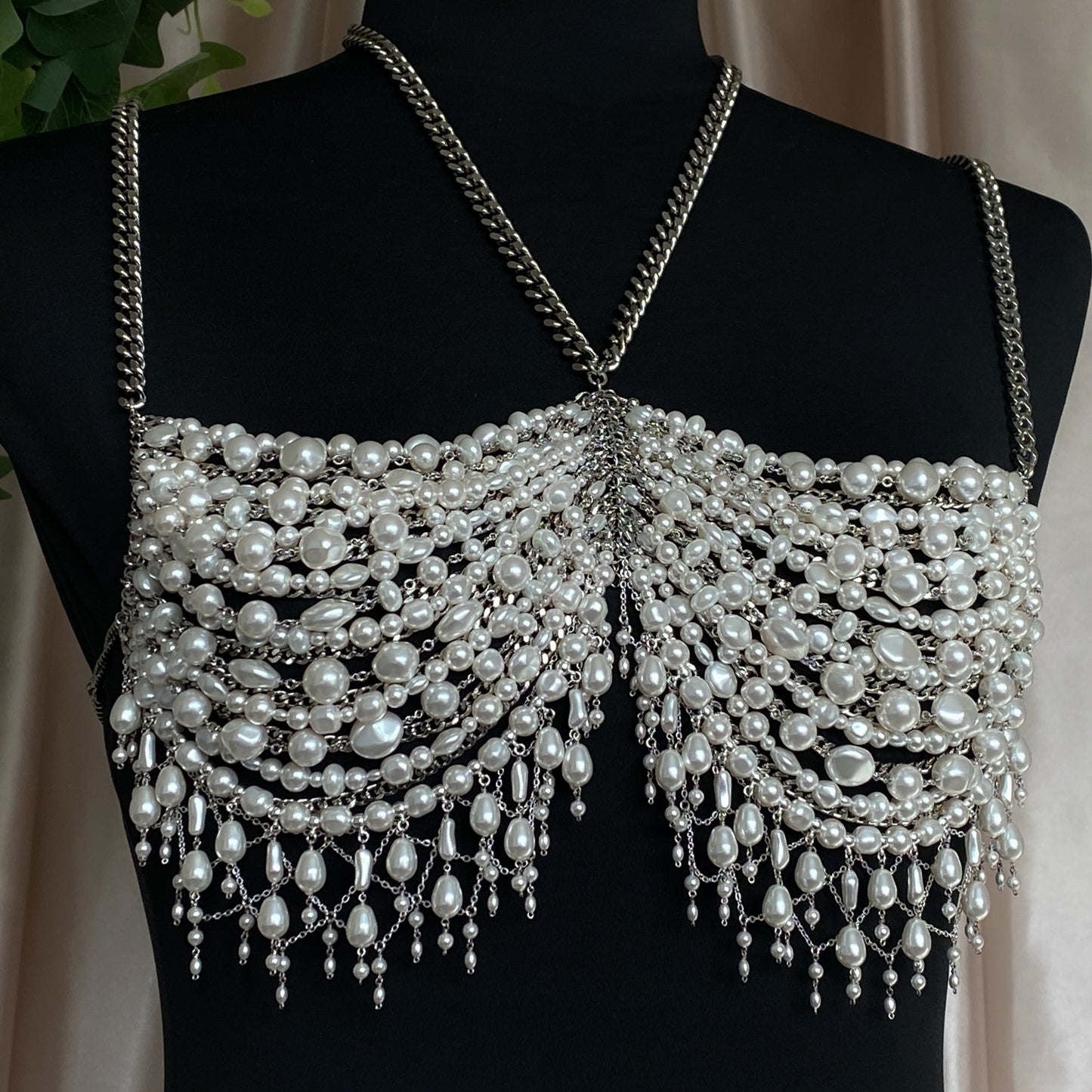 Mother of Pearls ~ Made-to-Measure Crystal Pearl Bralette