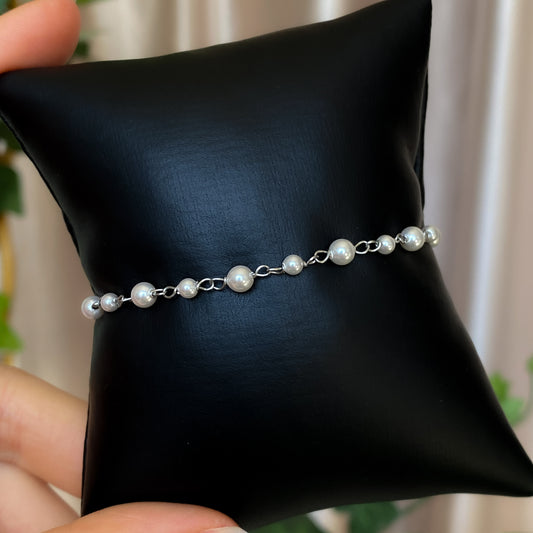 Custom Crystal Pearl Link Bracelet