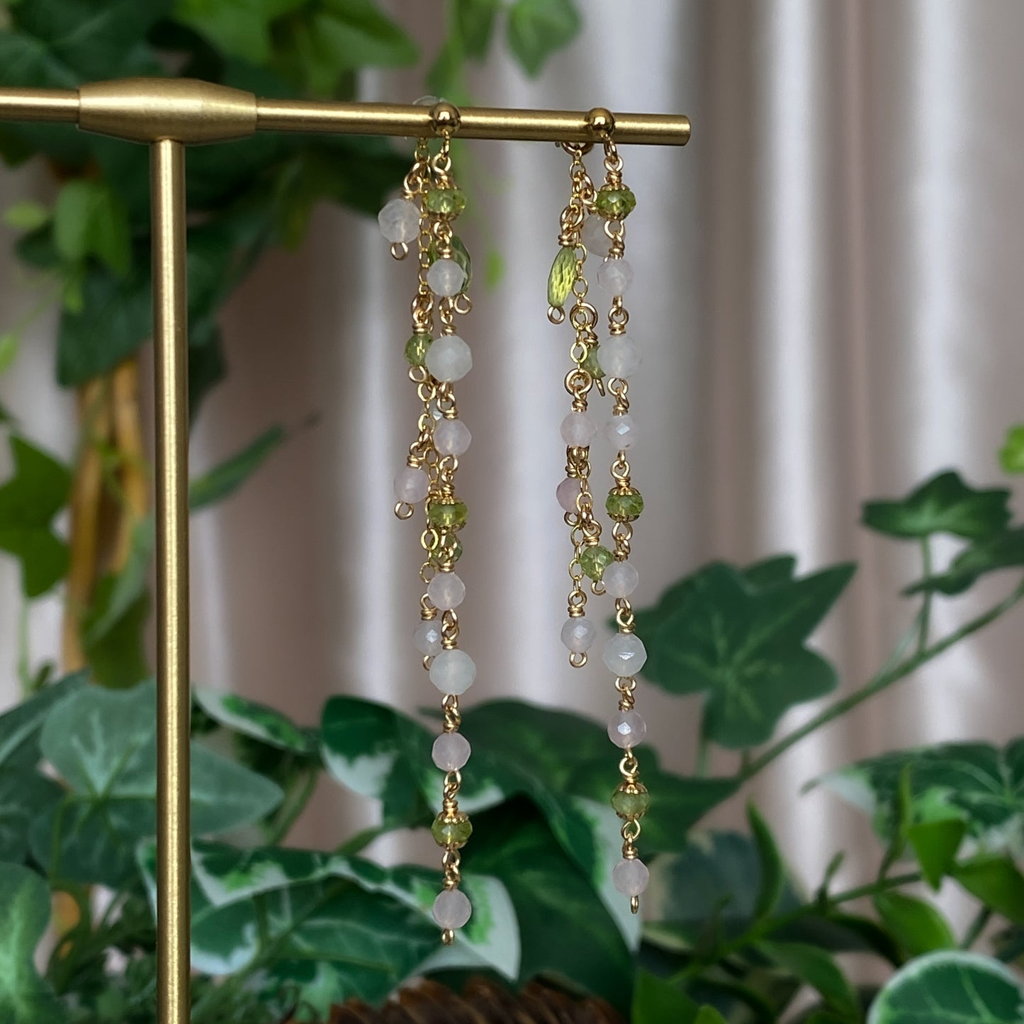 Meadow ~ Peridot, Rose Quartz, and 14k Gold Filled Earrings