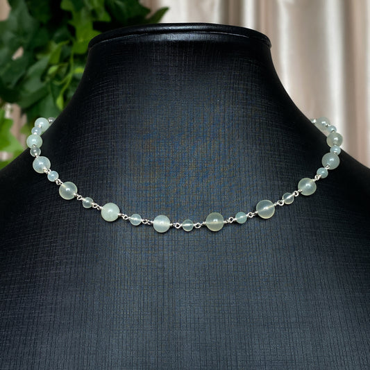 Jane ~ Serpentine Jade and Argentium Silver Choker