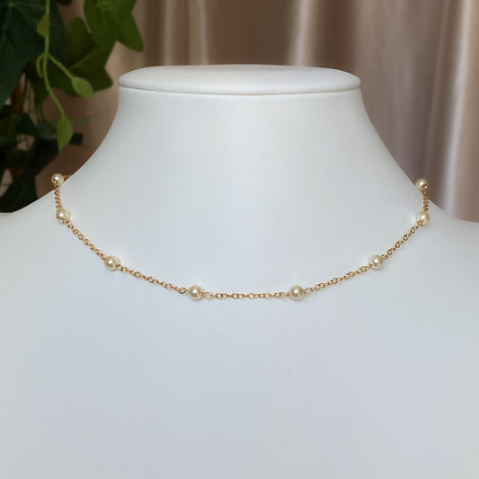 Custom Crystal Pearl Satellite Chain Necklace