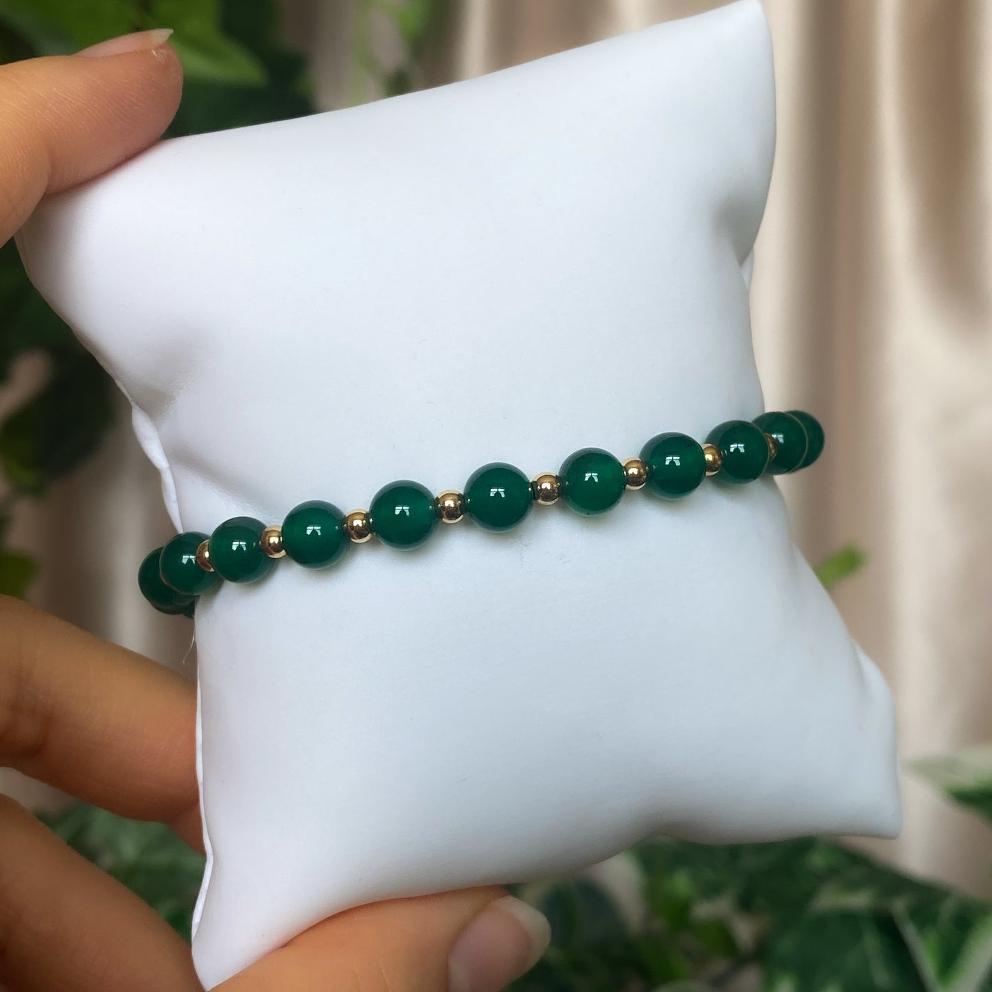 Daphne ~ Green Onyx and 14k Gold Filled Beaded Bracelet