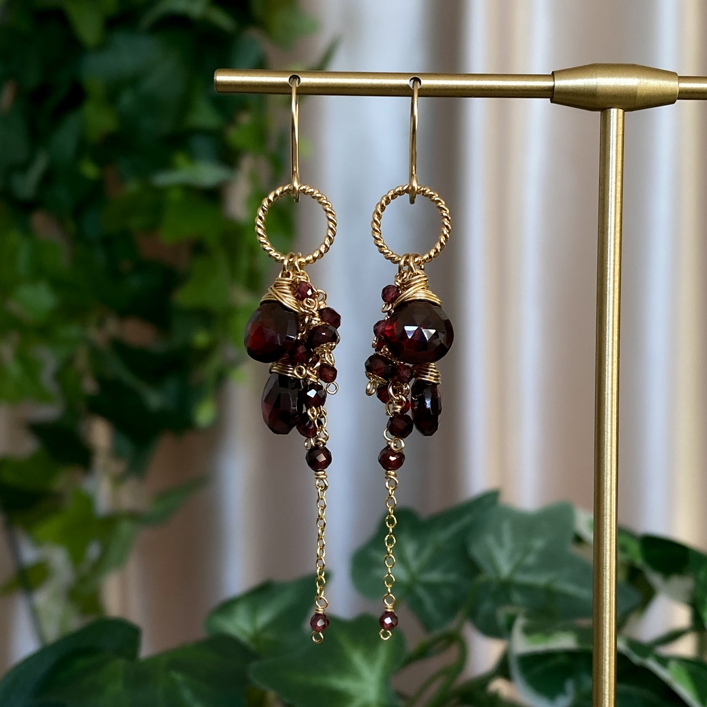 Gwendolyn ~ Garnet and 14k Gold Filled Layered Earrings