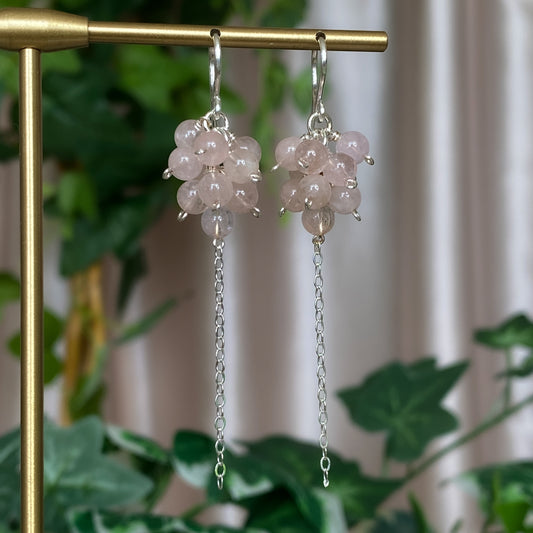 Primrose ~ Morganite, Flower Agate, and Sterling Silver Earrings