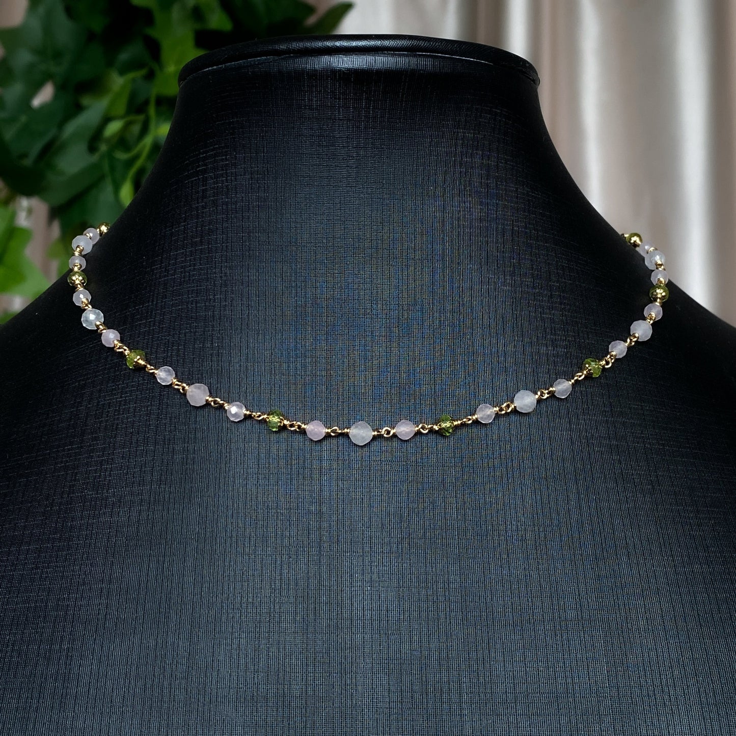 Meadow ~ Peridot, Rose Quartz, and 14k Gold Filled Choker