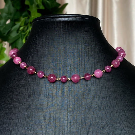 Brooke ~ Pink Tourmaline Quartz and 14k Gold Filled Choker