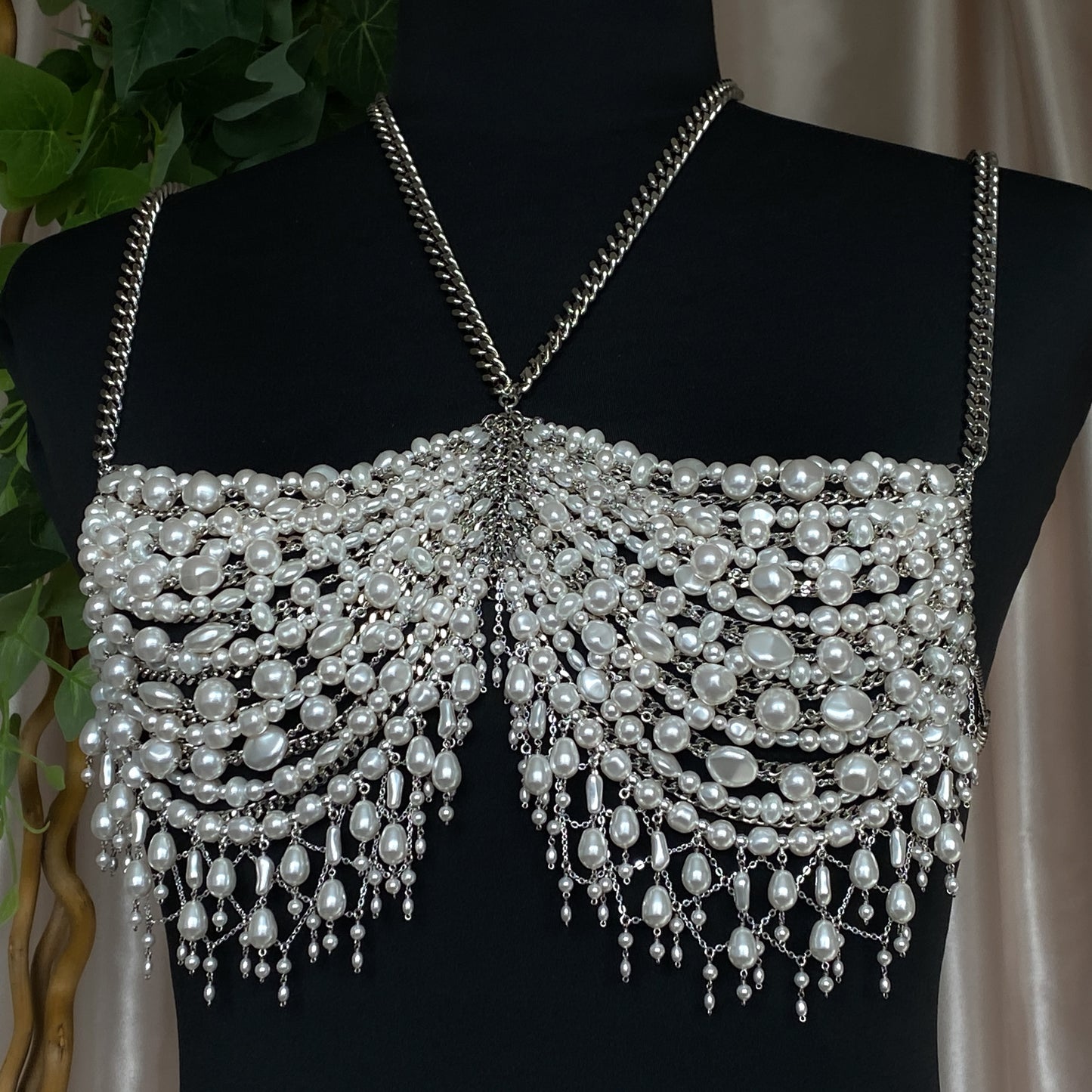 Mother of Pearls ~ Made-to-Measure Crystal Pearl Bralette