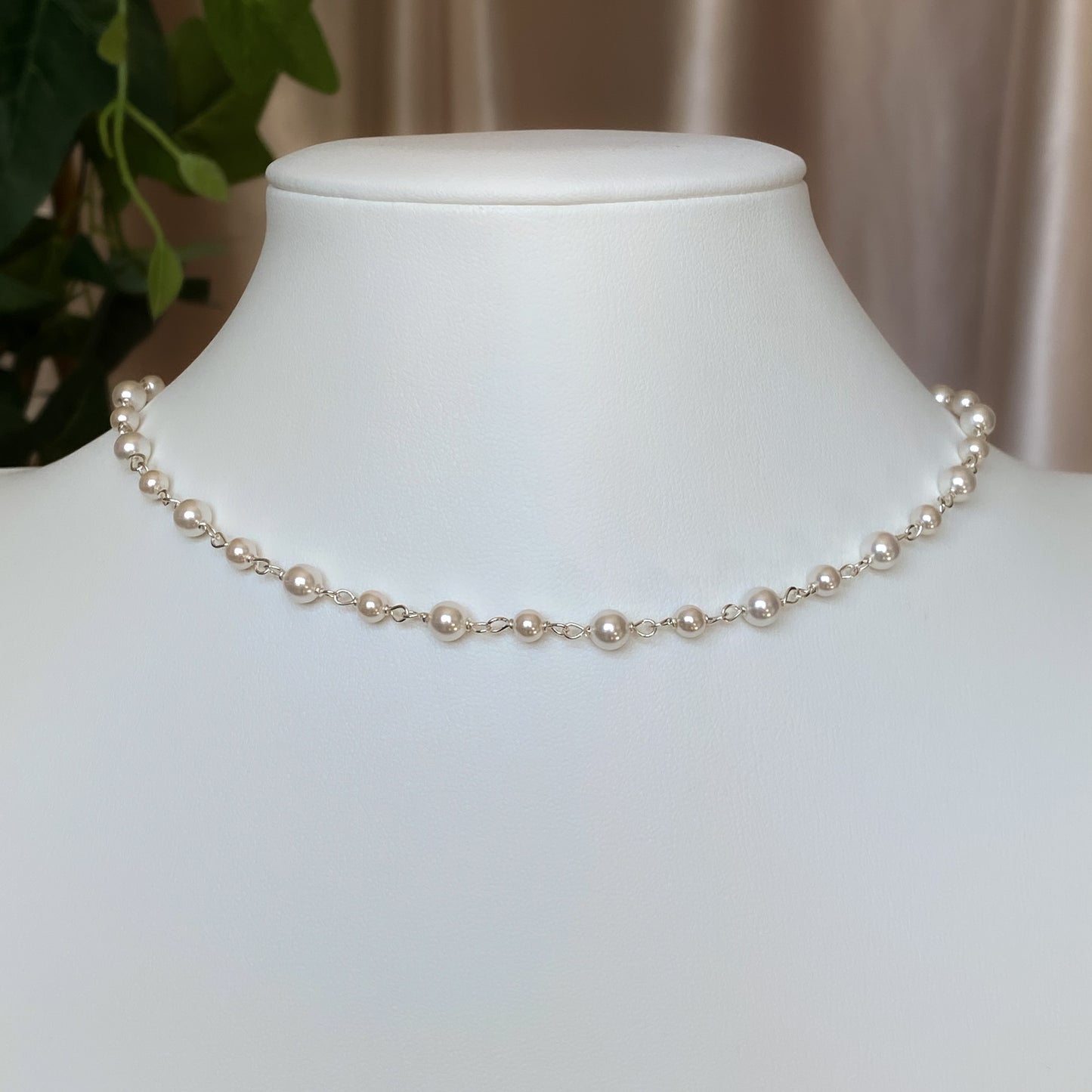 Custom Crystal Pearl Link Necklace