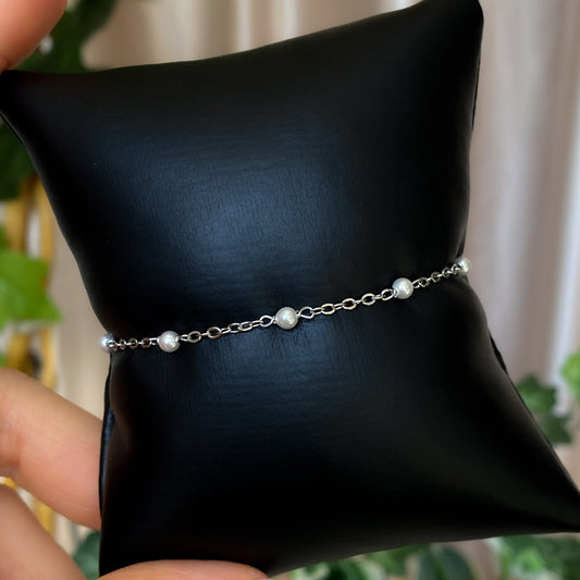Custom Crystal Pearl Satellite Chain Bracelet