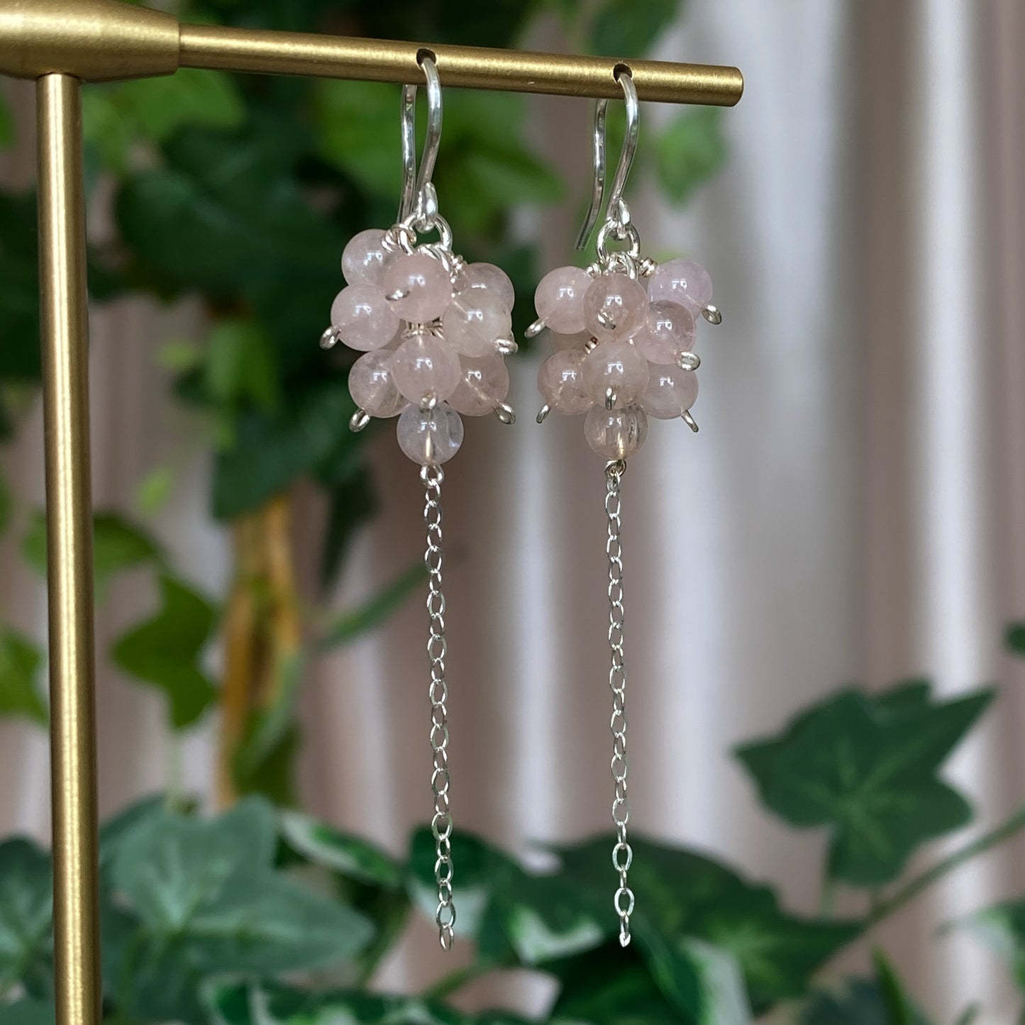 Primrose ~ Morganite, Flower Agate, and Sterling Silver Earrings