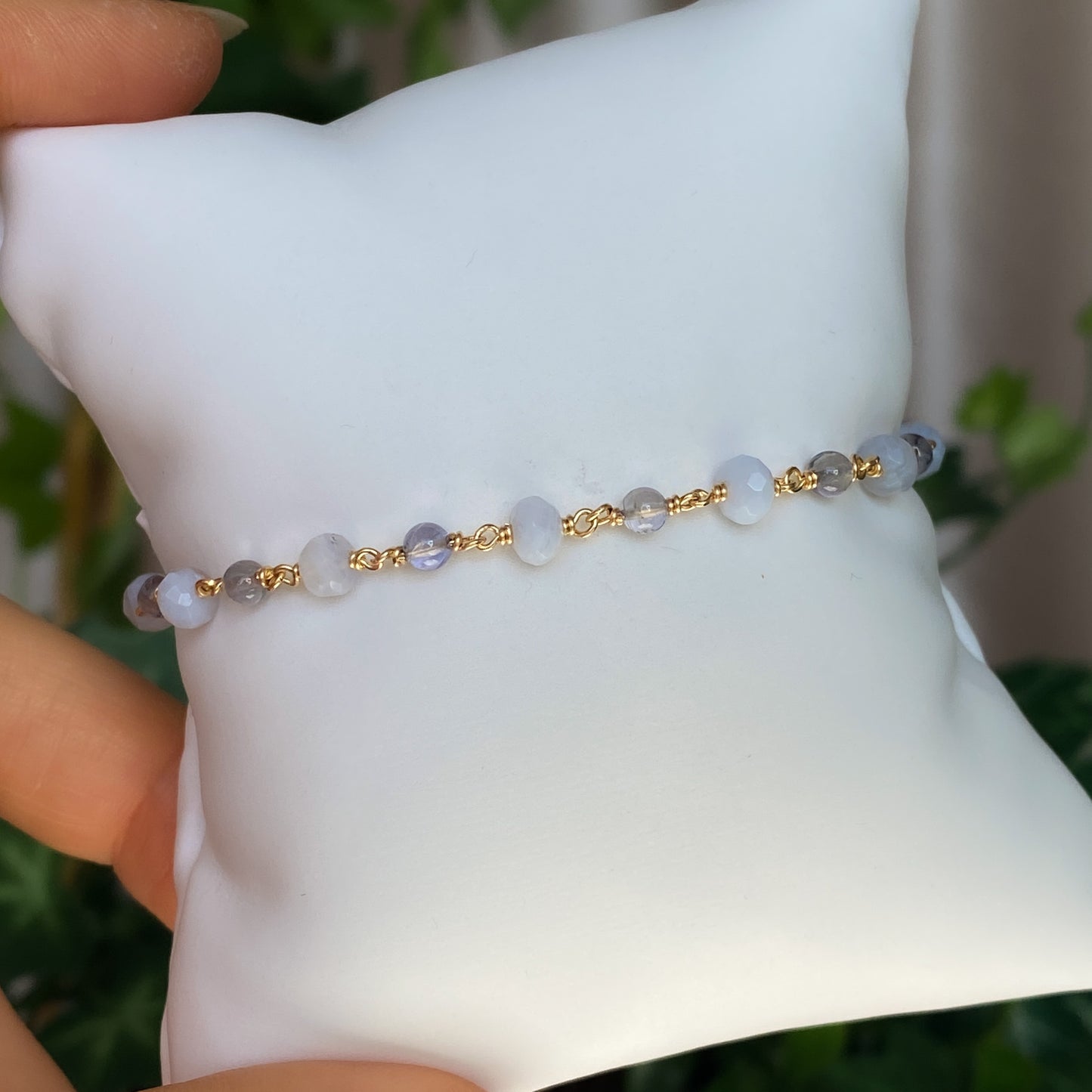 Cosette ~ Blue Lace Agate, Iolite, and 14k Gold Filled Bracelet