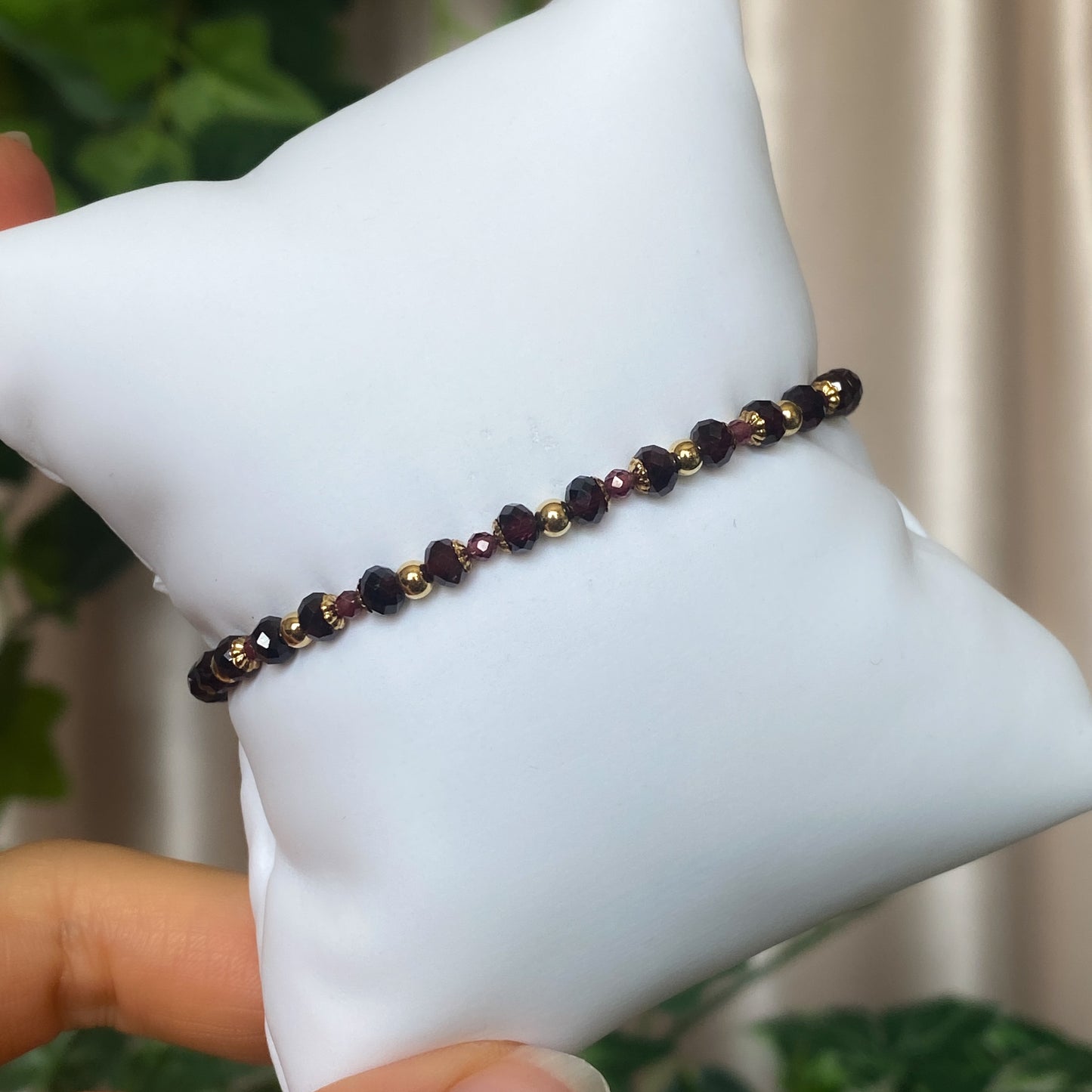 Gwendolyn ~ Garnet and 14k Gold Filled Strung Bead Bracelet