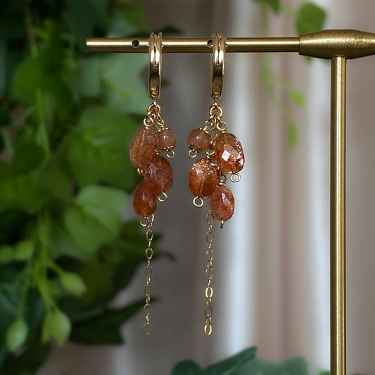 Maple ~ Arusha Sunstone and 14k Gold Filled Layered Dangles