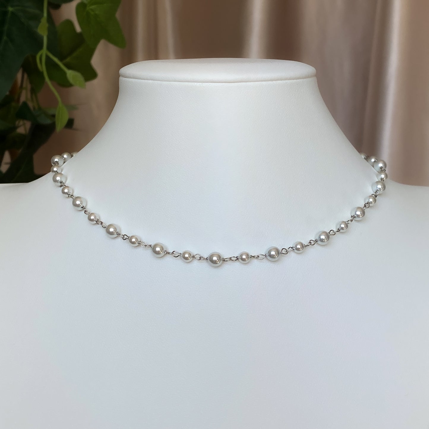Custom Crystal Pearl Link Necklace