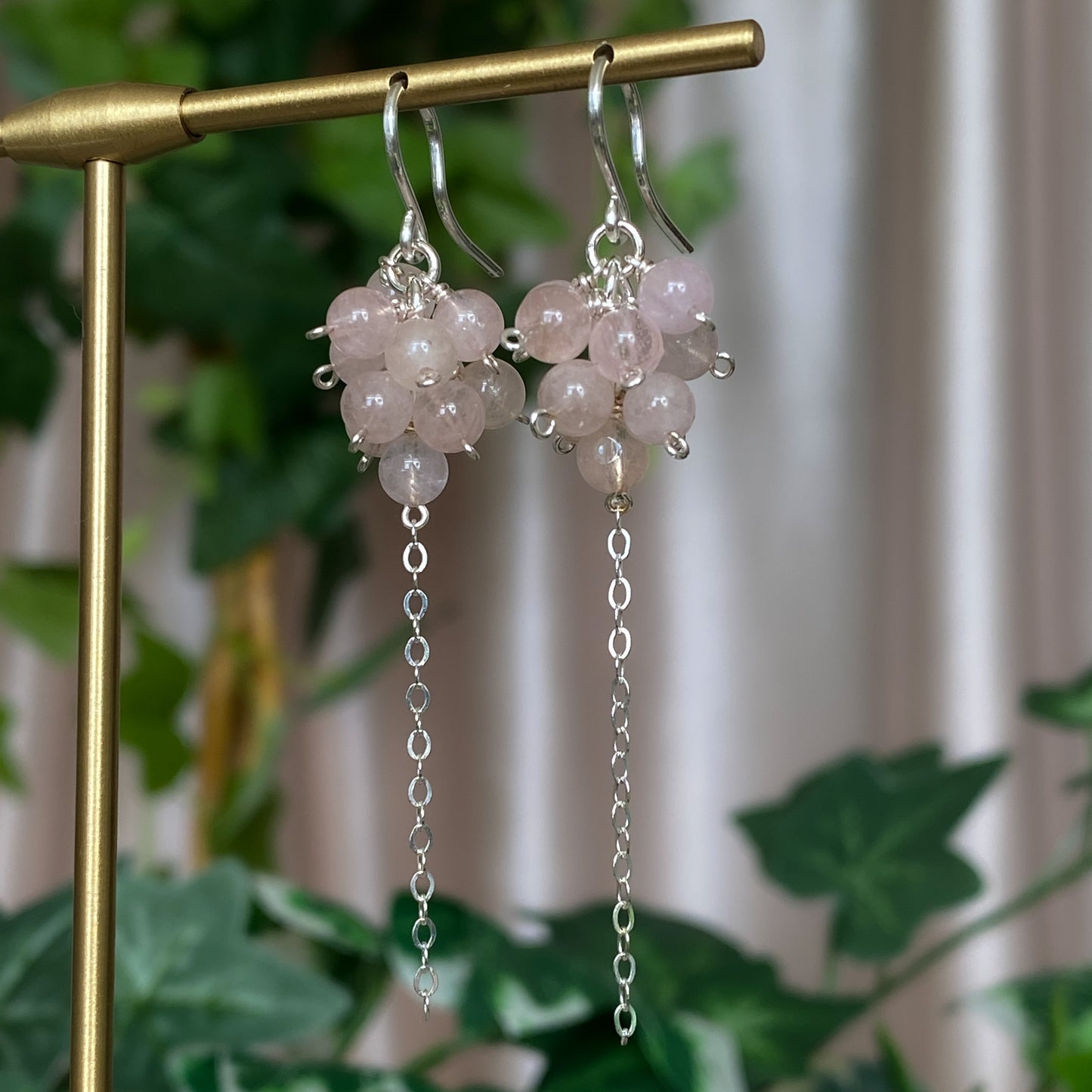 Primrose ~ Morganite, Flower Agate, and Sterling Silver Earrings