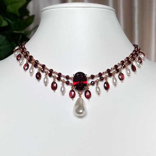 Two of Hearts ~ Charmed Garnet Choker